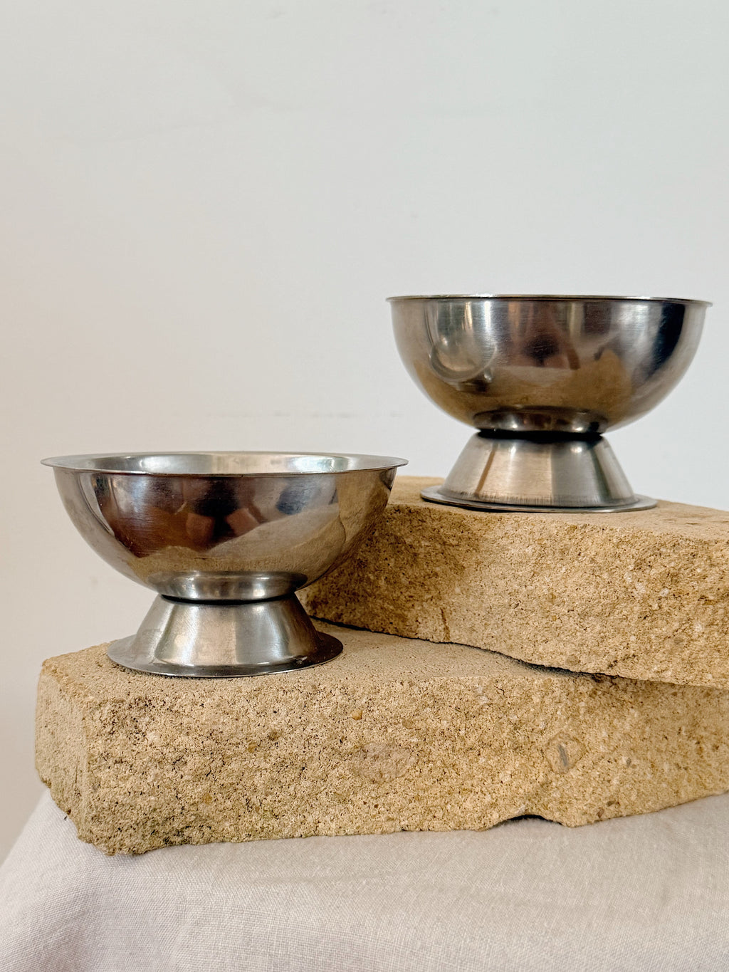 Vintage Stainless Steel Coupes (Pair)