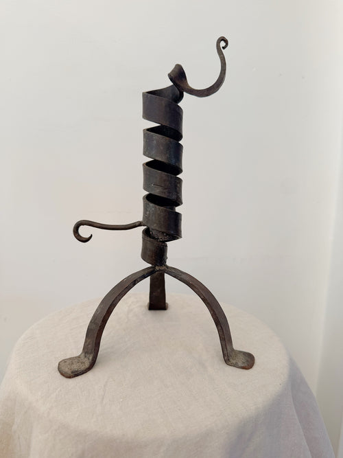 Antique French Twist Iron Candlestick