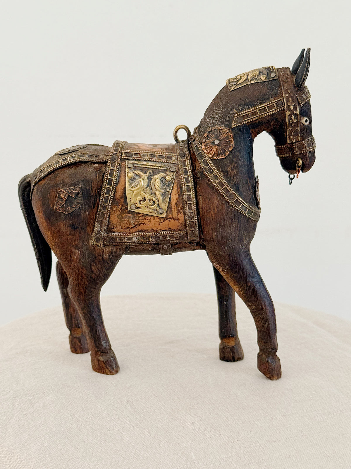 Antique Indian Wooden Horse Standing