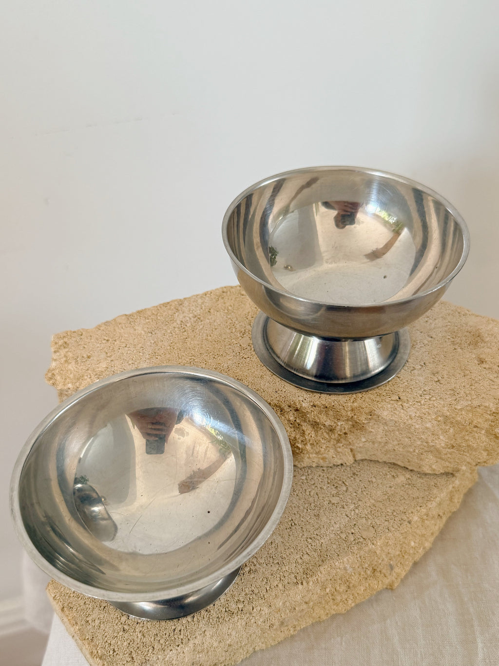 Vintage Stainless Steel Coupes (Pair)
