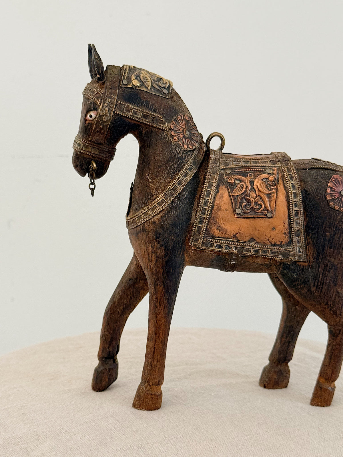 Antique Indian Wooden Horse Standing