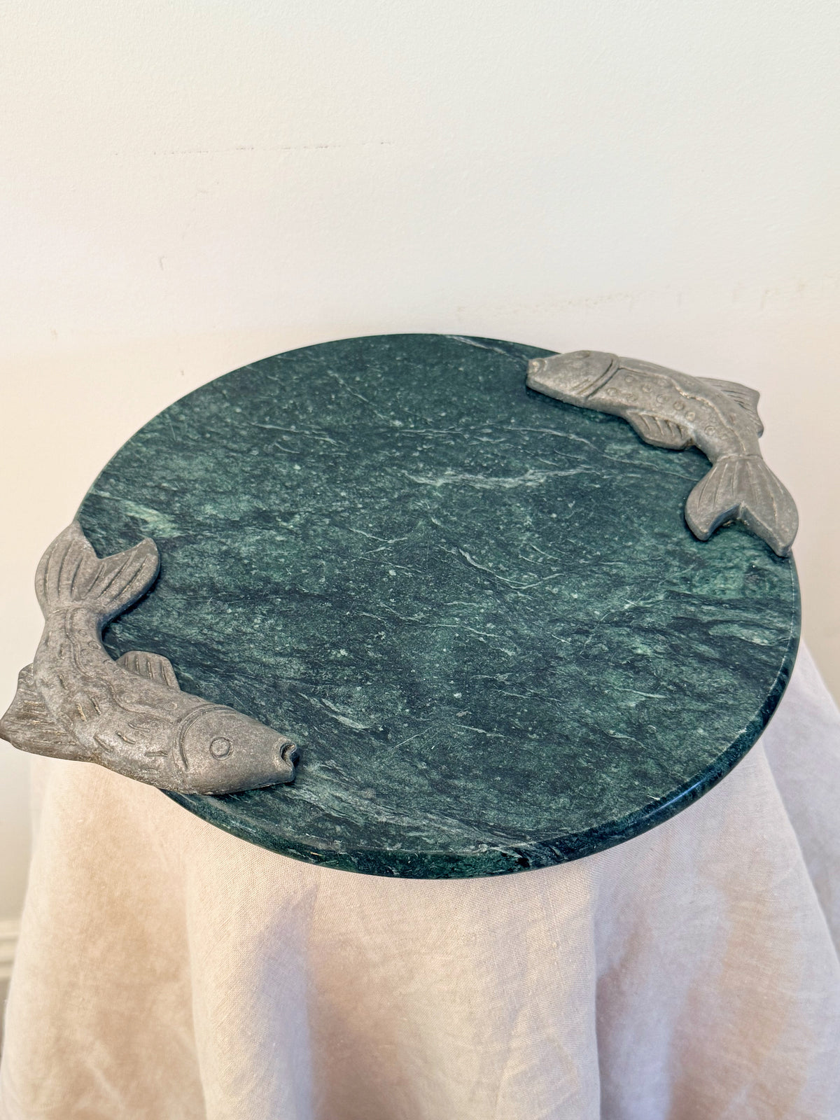 Vintage Granite Pewter Fish Cheeseboard