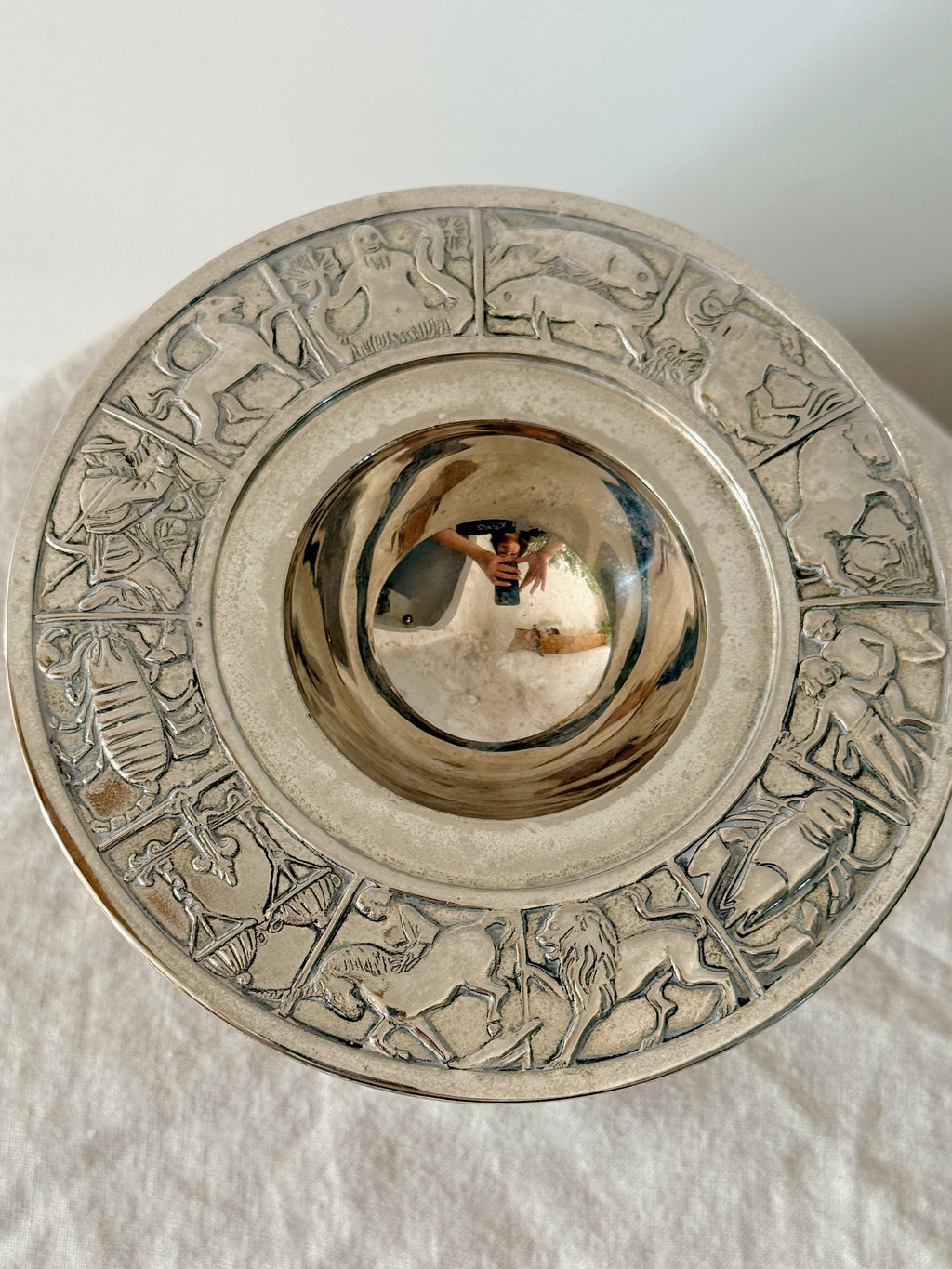 Vintage Zodiac Pedestal Silver Plated