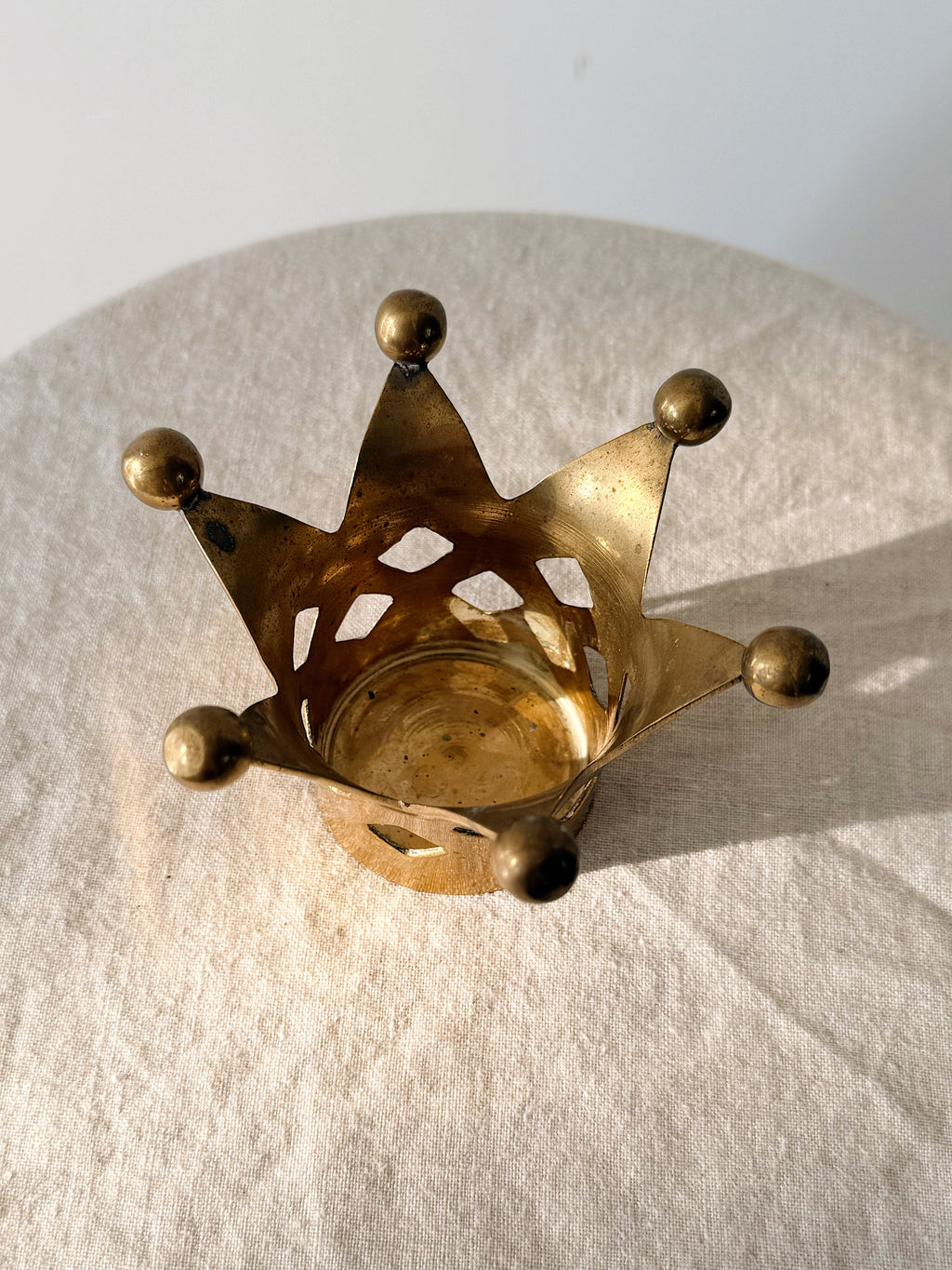 Brass Crown Tealight Candle Holder Small