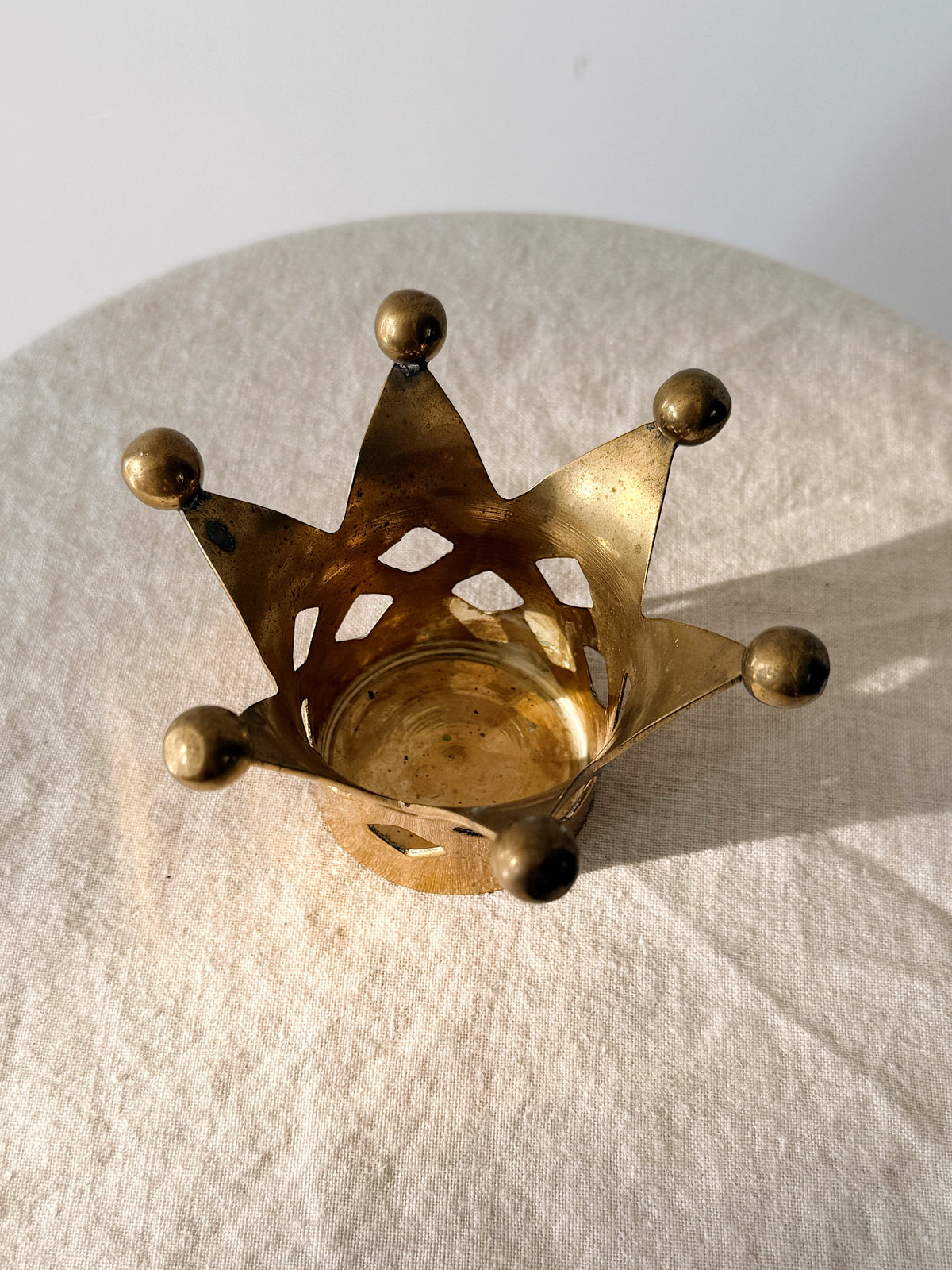 Brass Crown Tealight Candle Holder Small