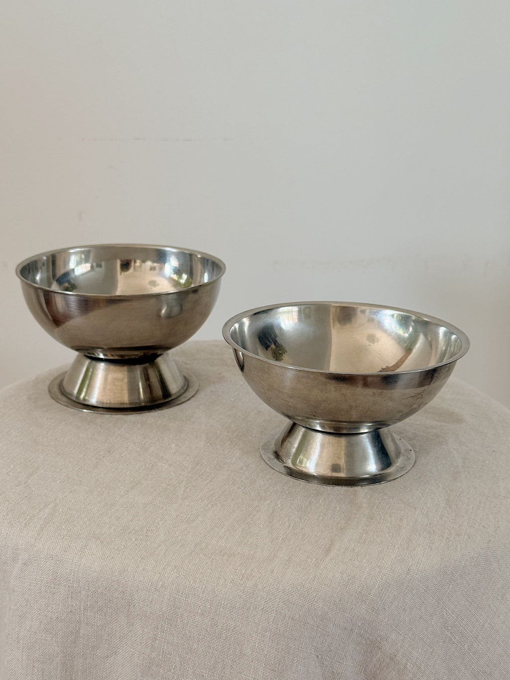 Vintage Stainless Steel Coupes (Pair)