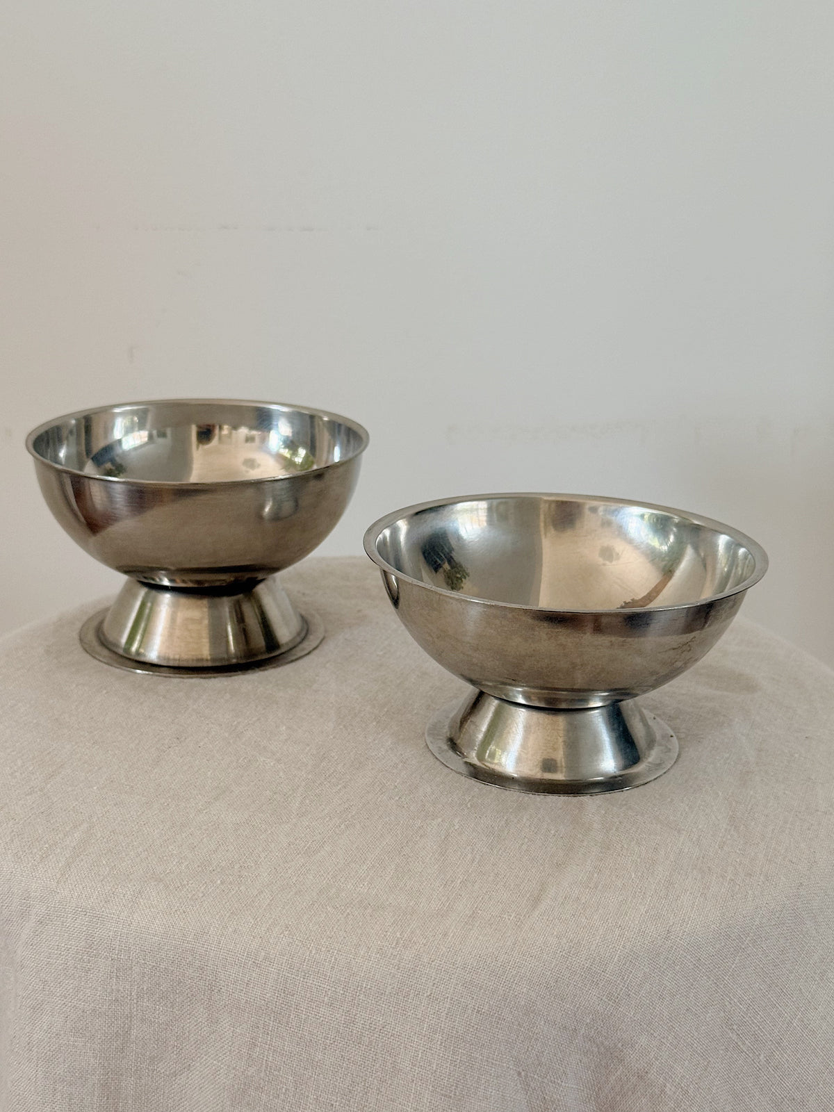 Vintage Stainless Steel Coupes (Pair)