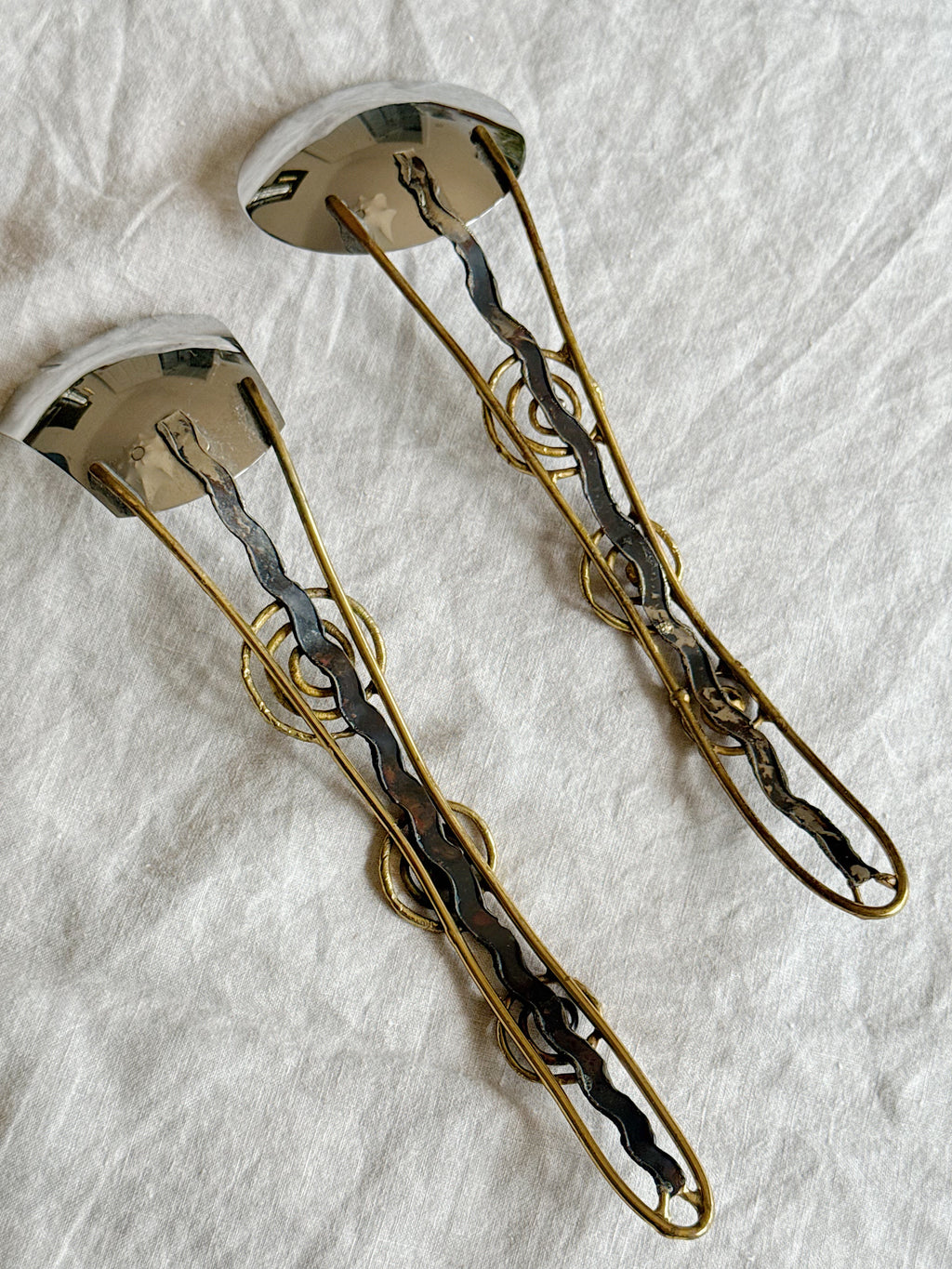 Brutalist Mixed Metal Salad Servers