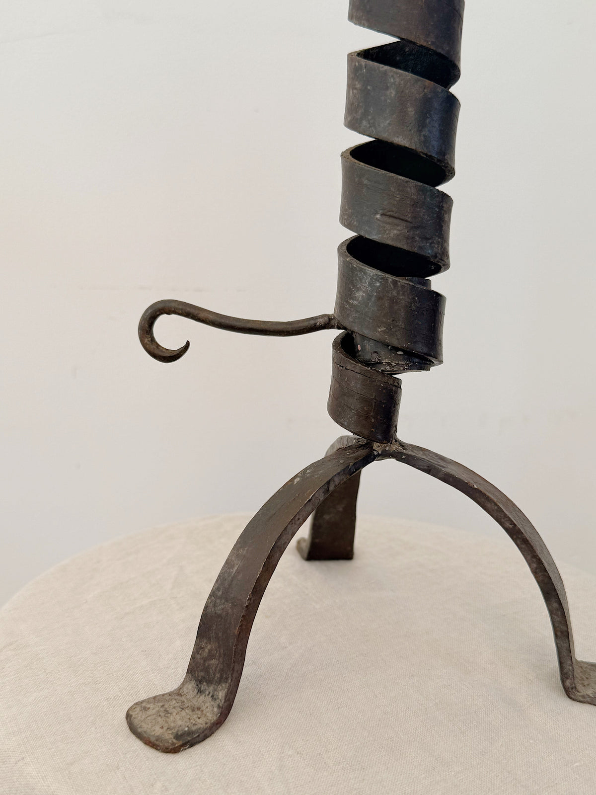 Antique French Twist Iron Candlestick