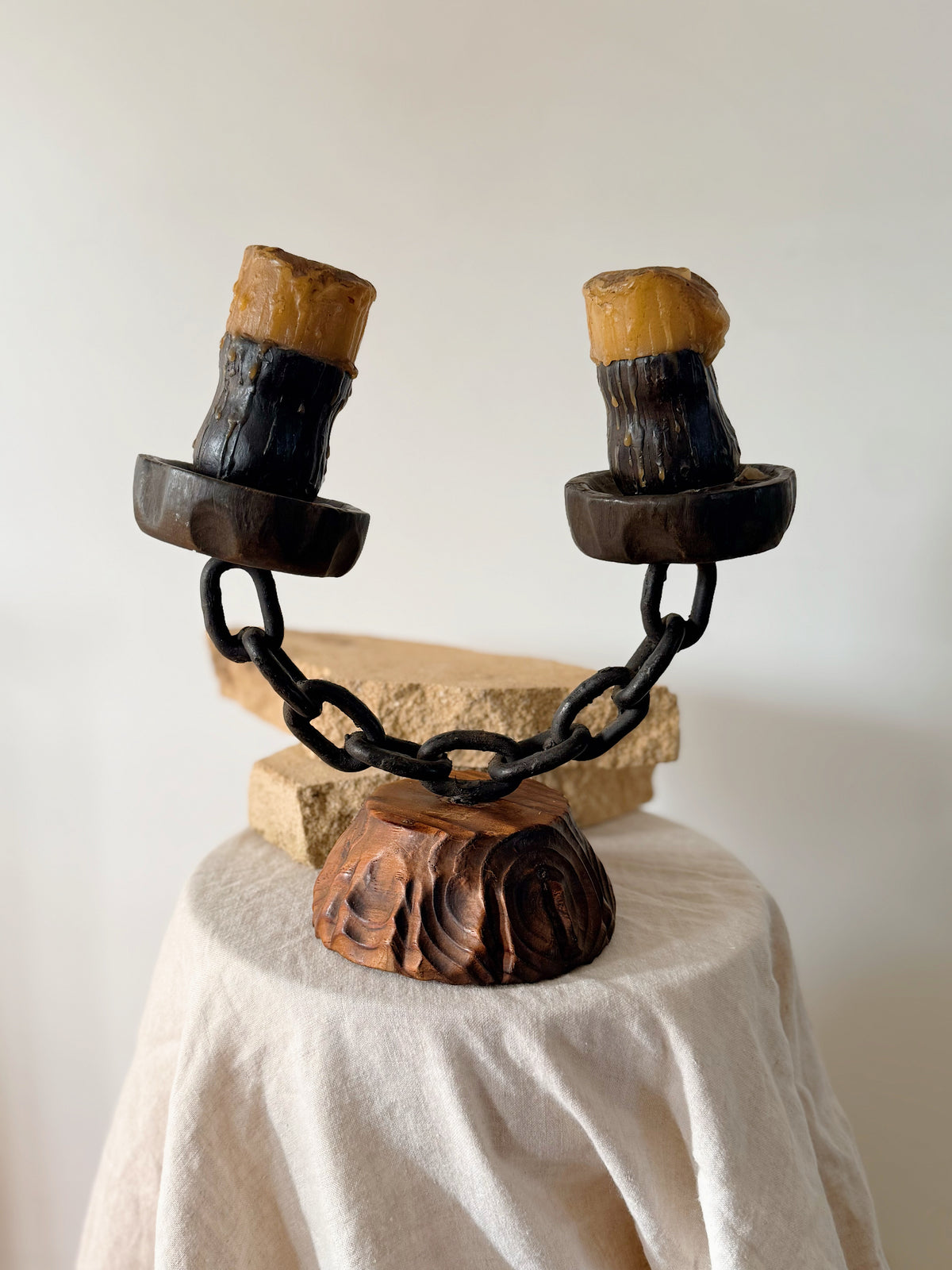 Vintage Brutalist Spanish Candelabra