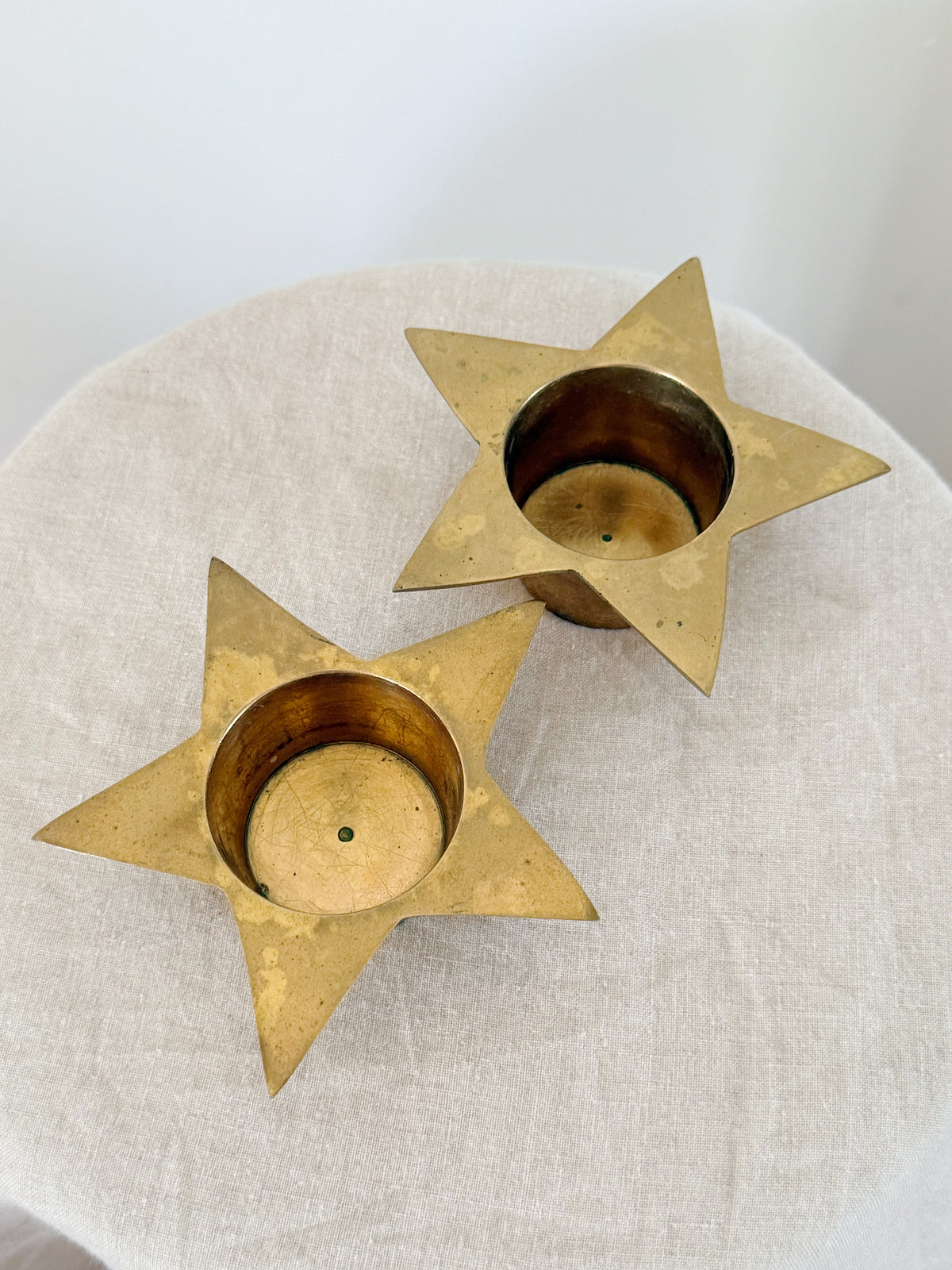 Vintage Brass Star Tealight Holders