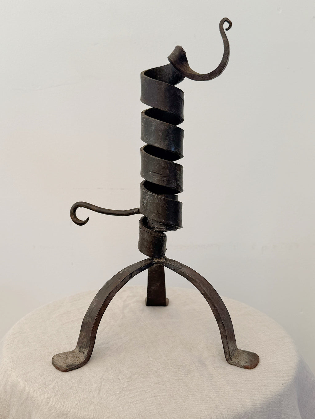 Antique French Twist Iron Candlestick