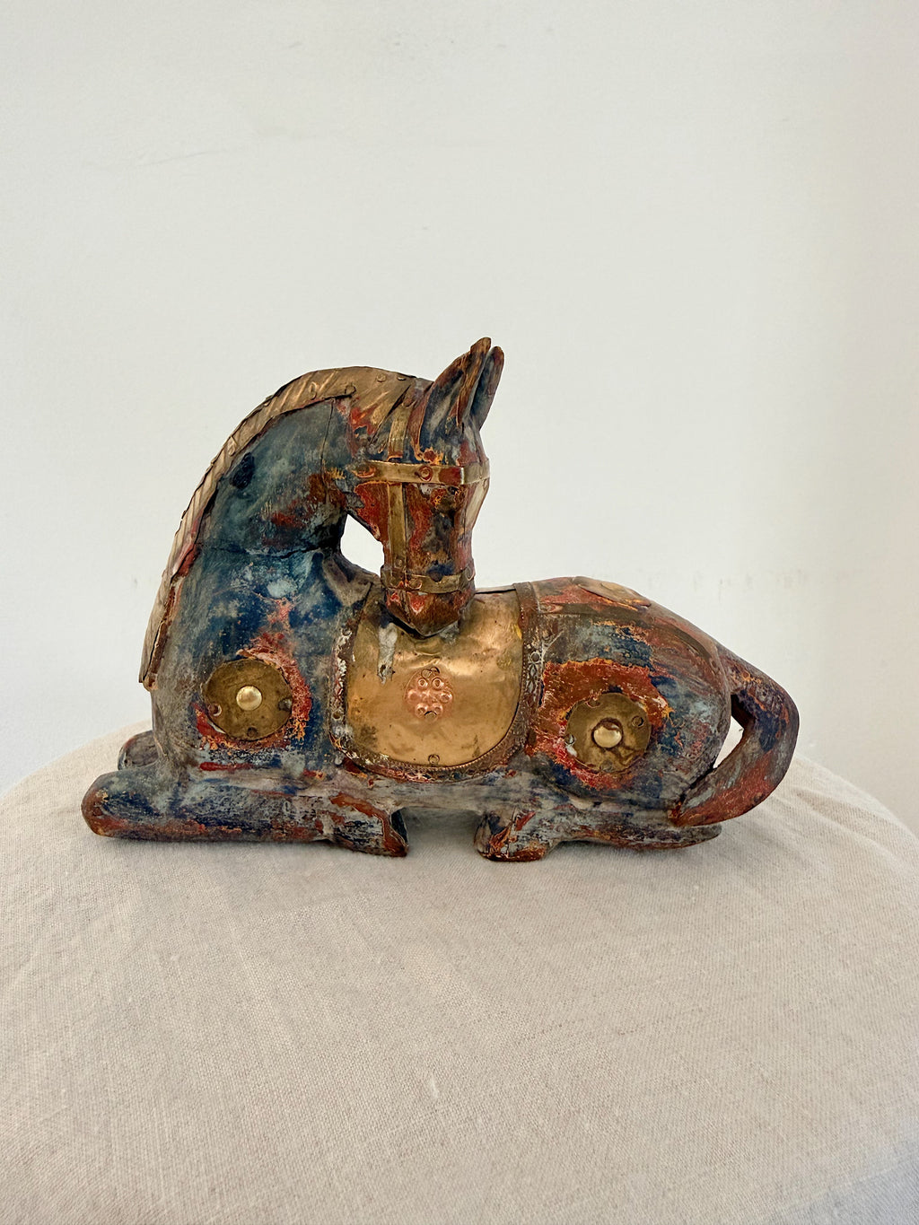 Antique Indian Wooden Horse Resting
