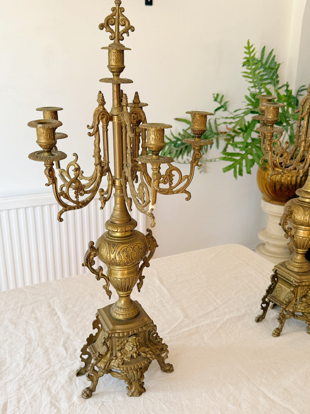 Vintage Pair of Gilt Bronze Candelabras, Louis XIV