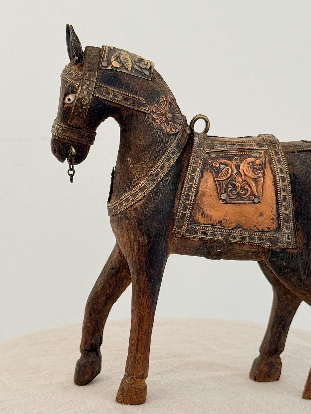 Antique Indian Wooden Horse Standing