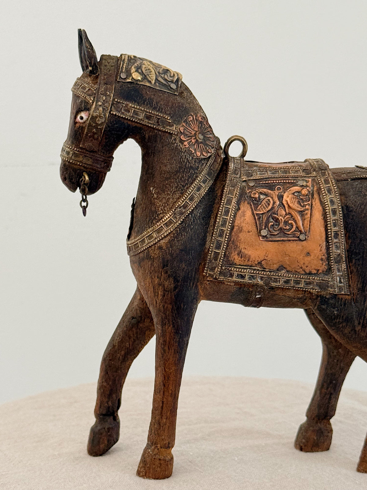 Antique Indian Wooden Horse Standing