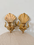 Vintage Solid Brass Shell Sconces (Pair)