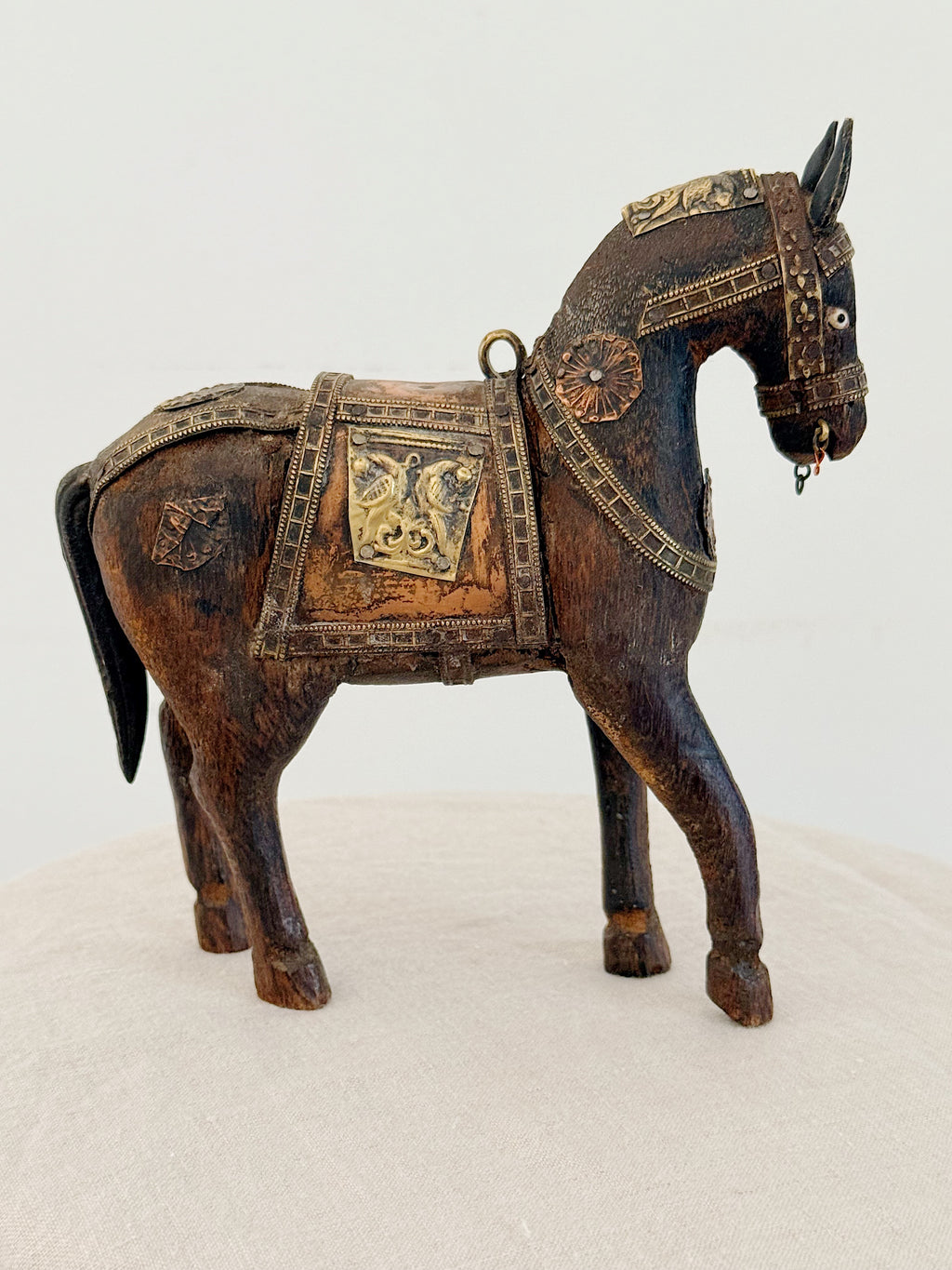 Antique Indian Wooden Horse Standing