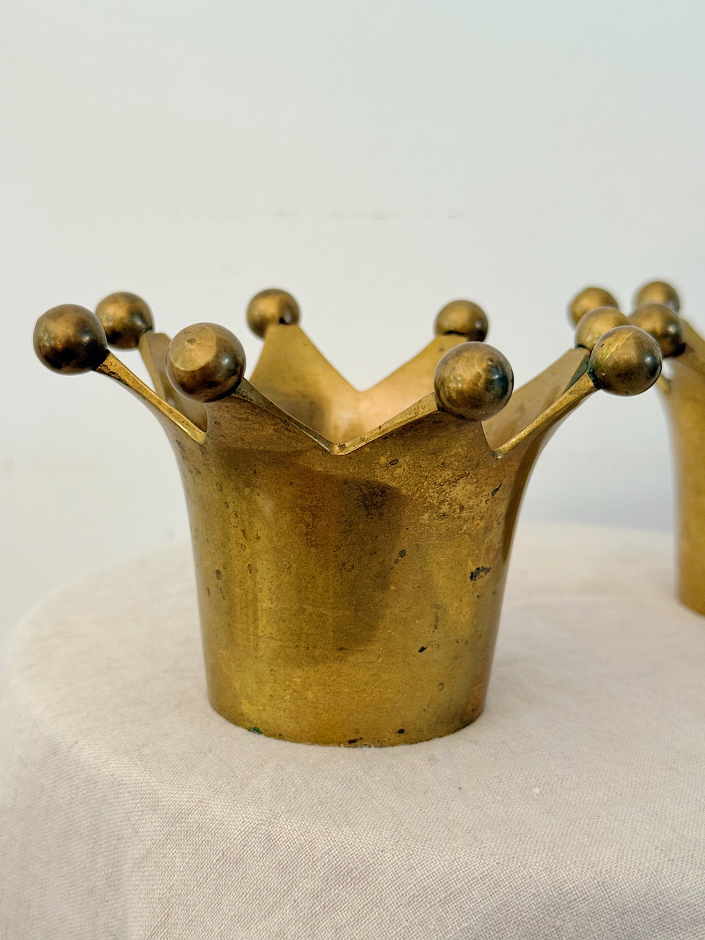 Brass Crown Tealight Candle Holders (Pair)