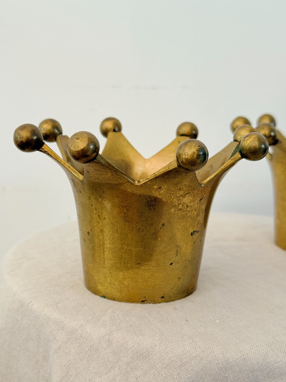 Brass Crown Tealight Candle Holders (Pair)