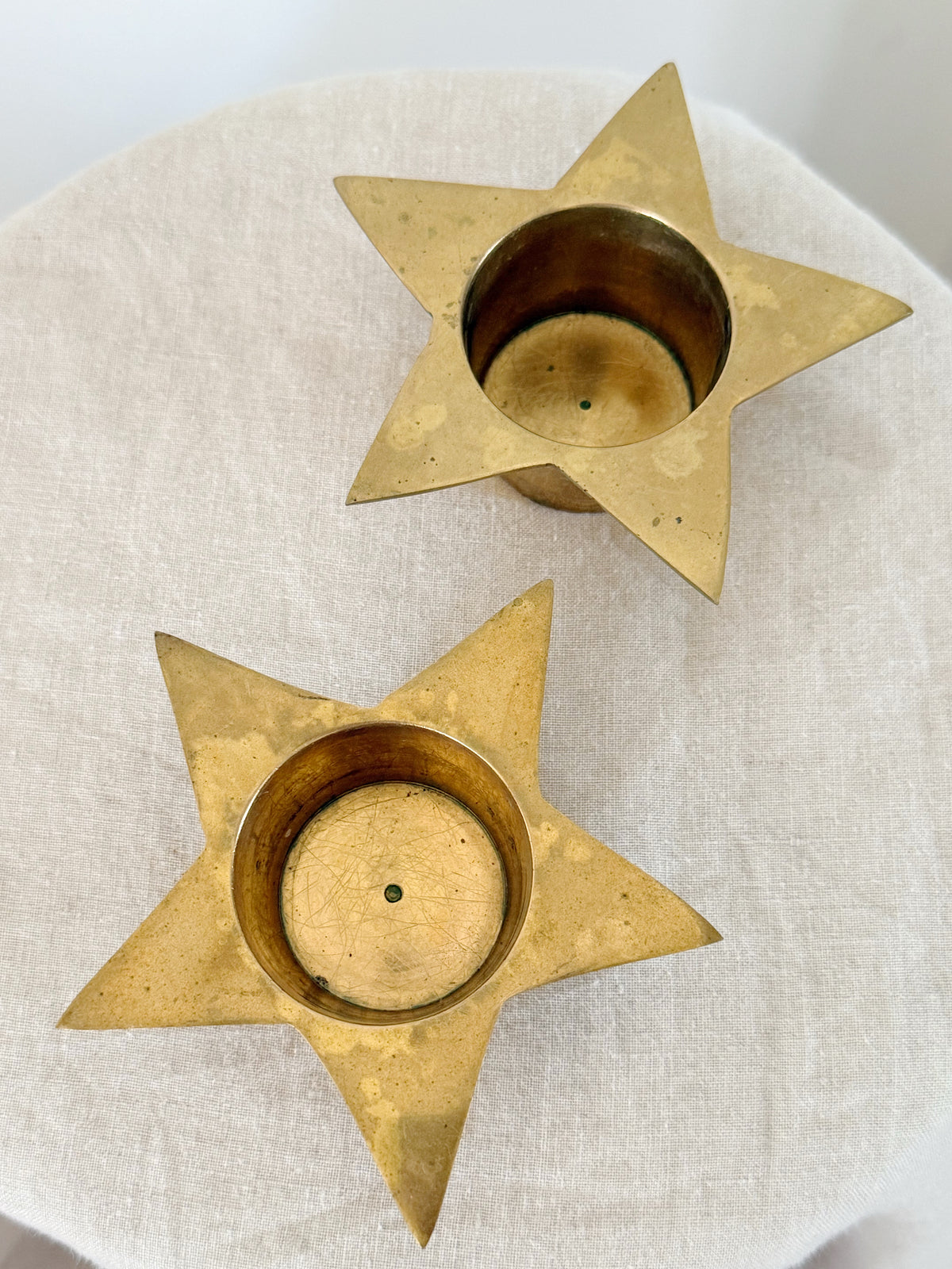 Vintage Brass Star Tealight Holders