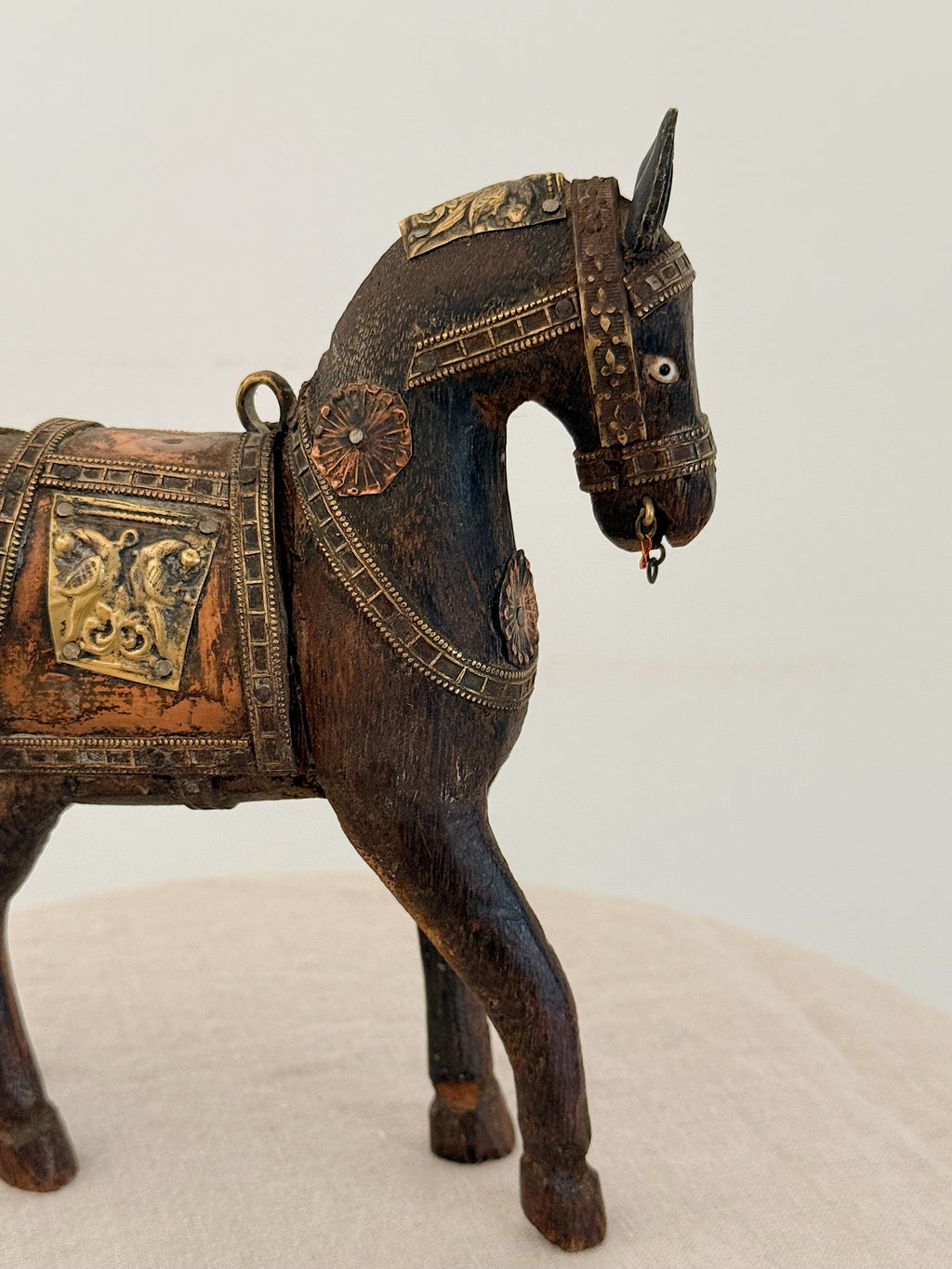 Antique Indian Wooden Horse Standing