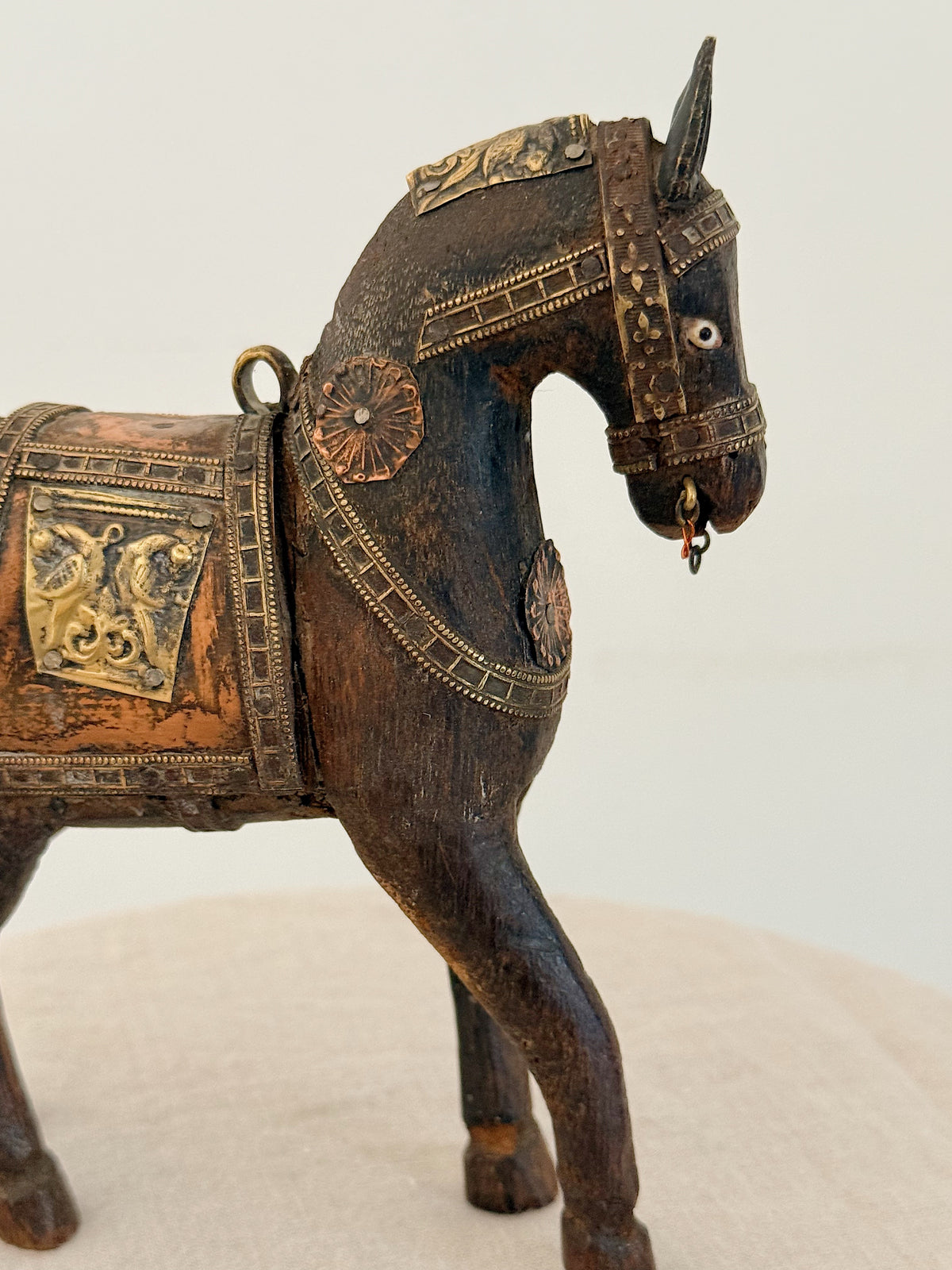 Antique Indian Wooden Horse Standing