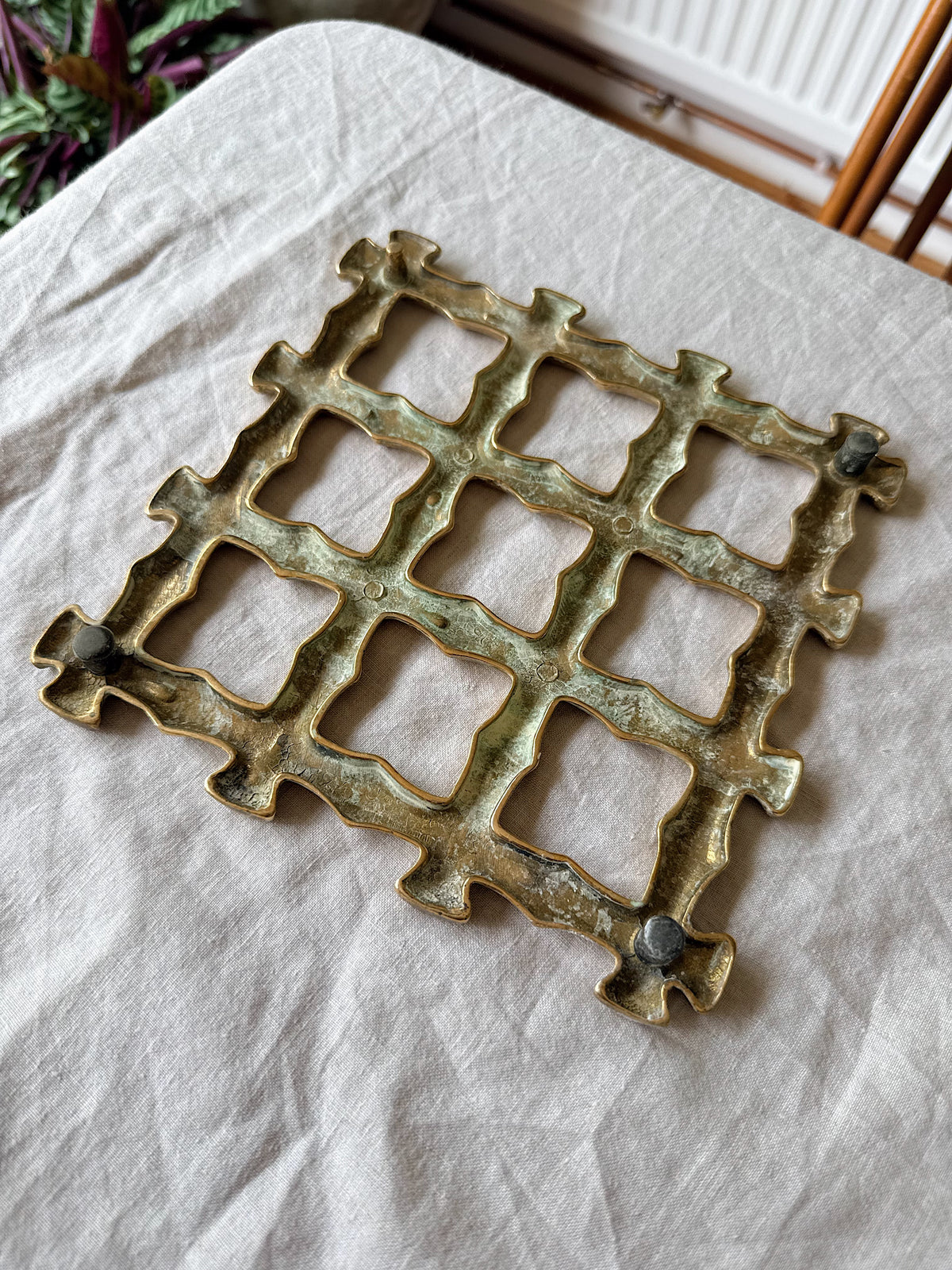 Vintage Brass Bamboo Trivet