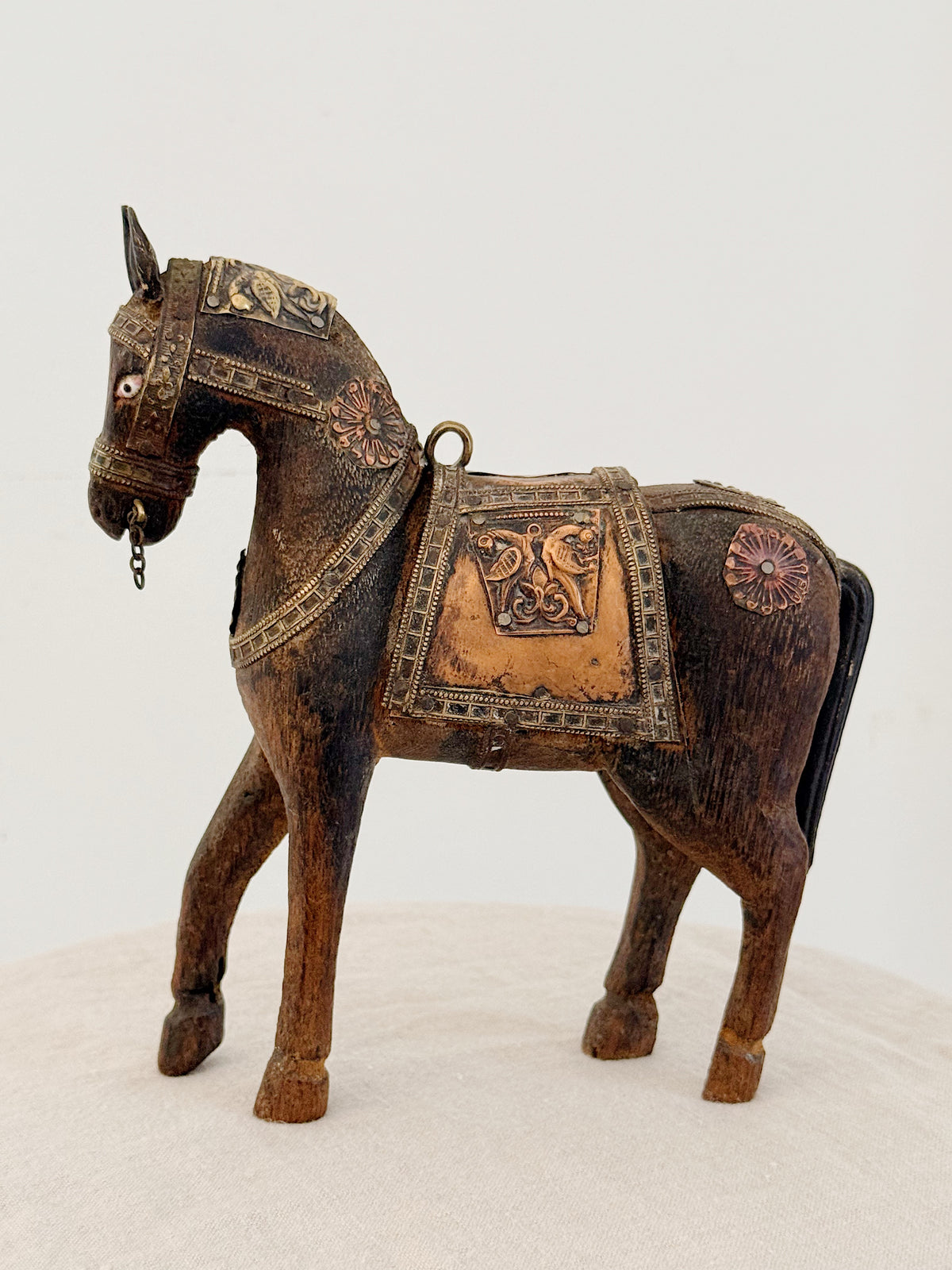 Antique Indian Wooden Horse Standing