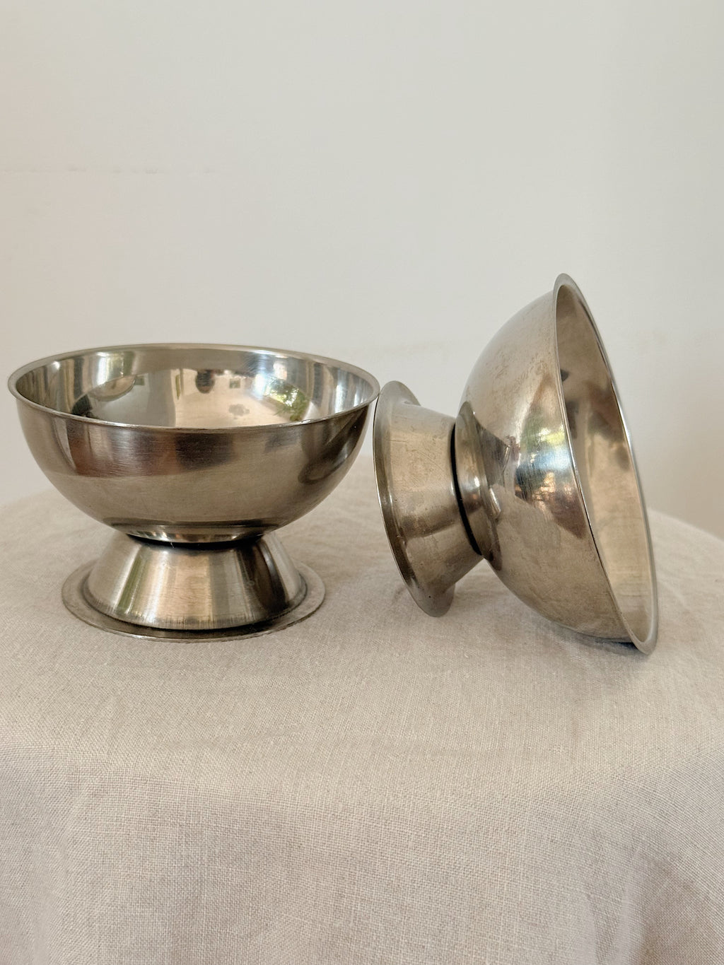 Vintage Stainless Steel Coupes (Pair)