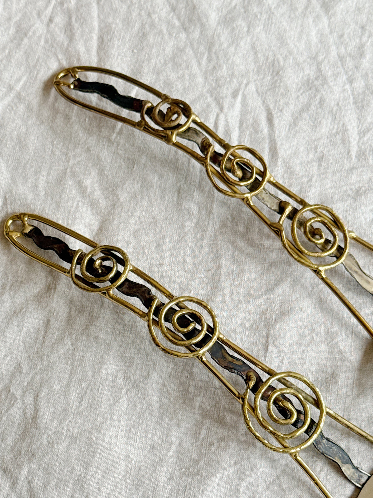 Brutalist Mixed Metal Salad Servers