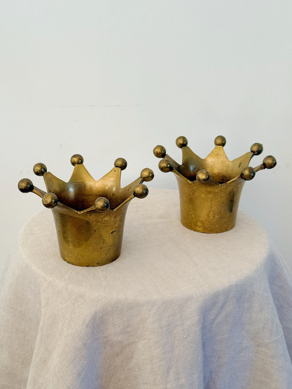Brass Crown Tealight Candle Holders (Pair)