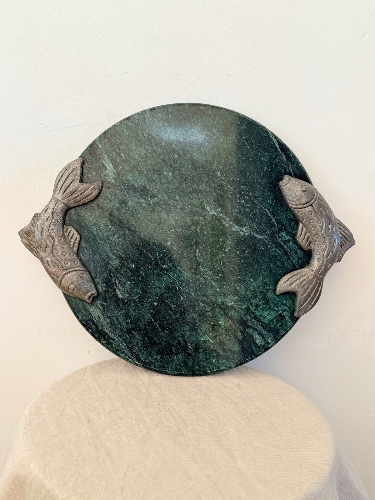 Vintage Granite Pewter Fish Cheeseboard