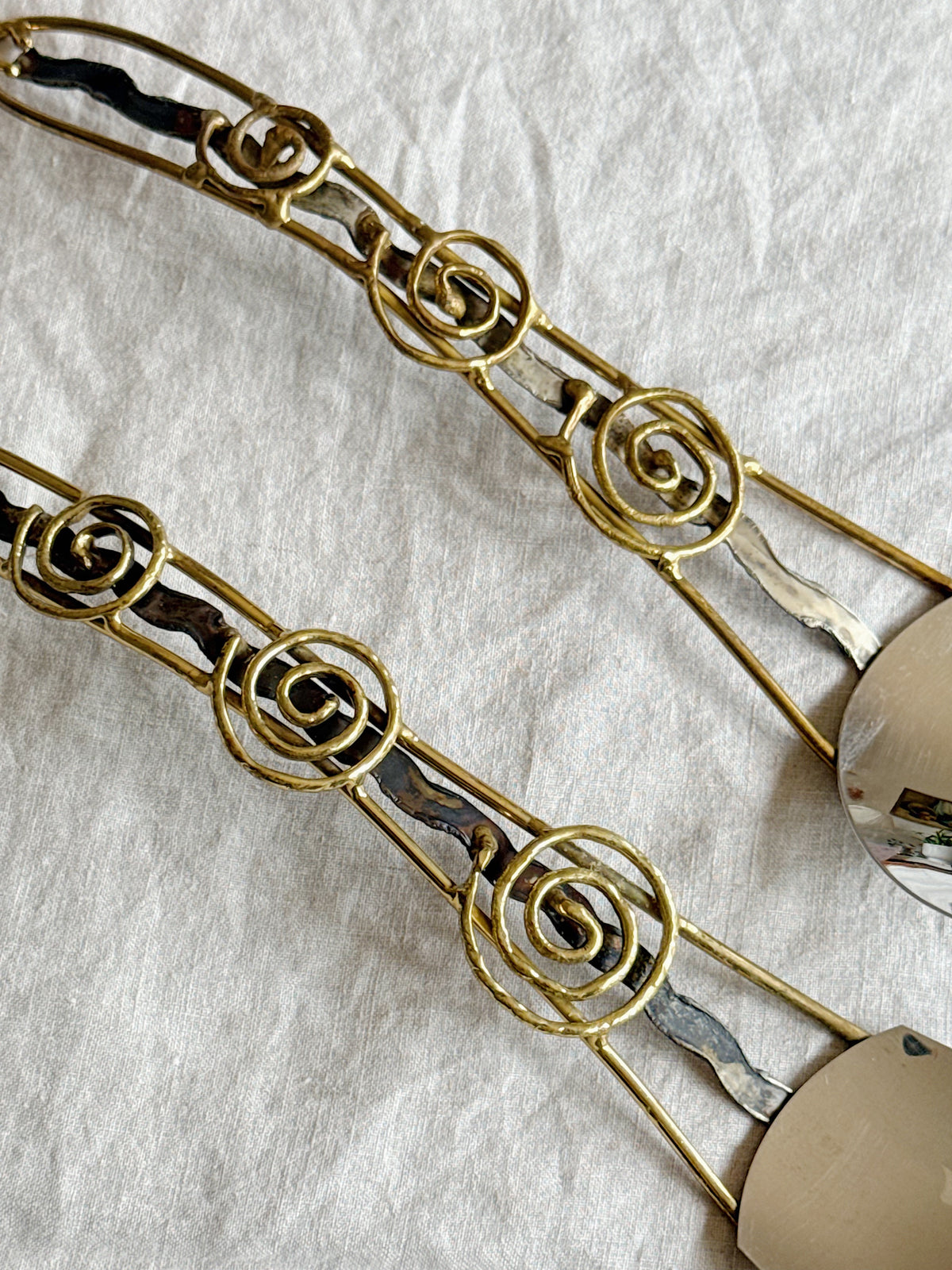 Brutalist Mixed Metal Salad Servers