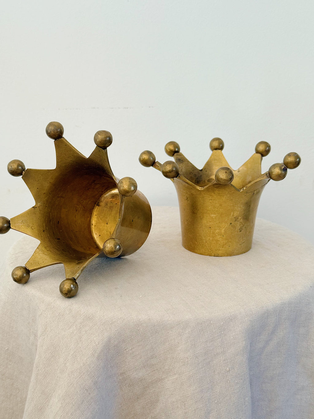 Brass Crown Tealight Candle Holders (Pair)
