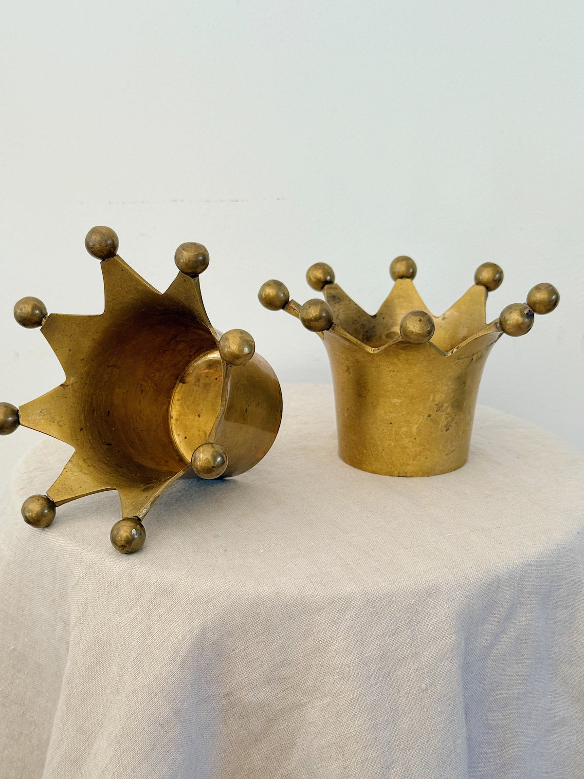 Brass Crown Tealight Candle Holders (Pair)