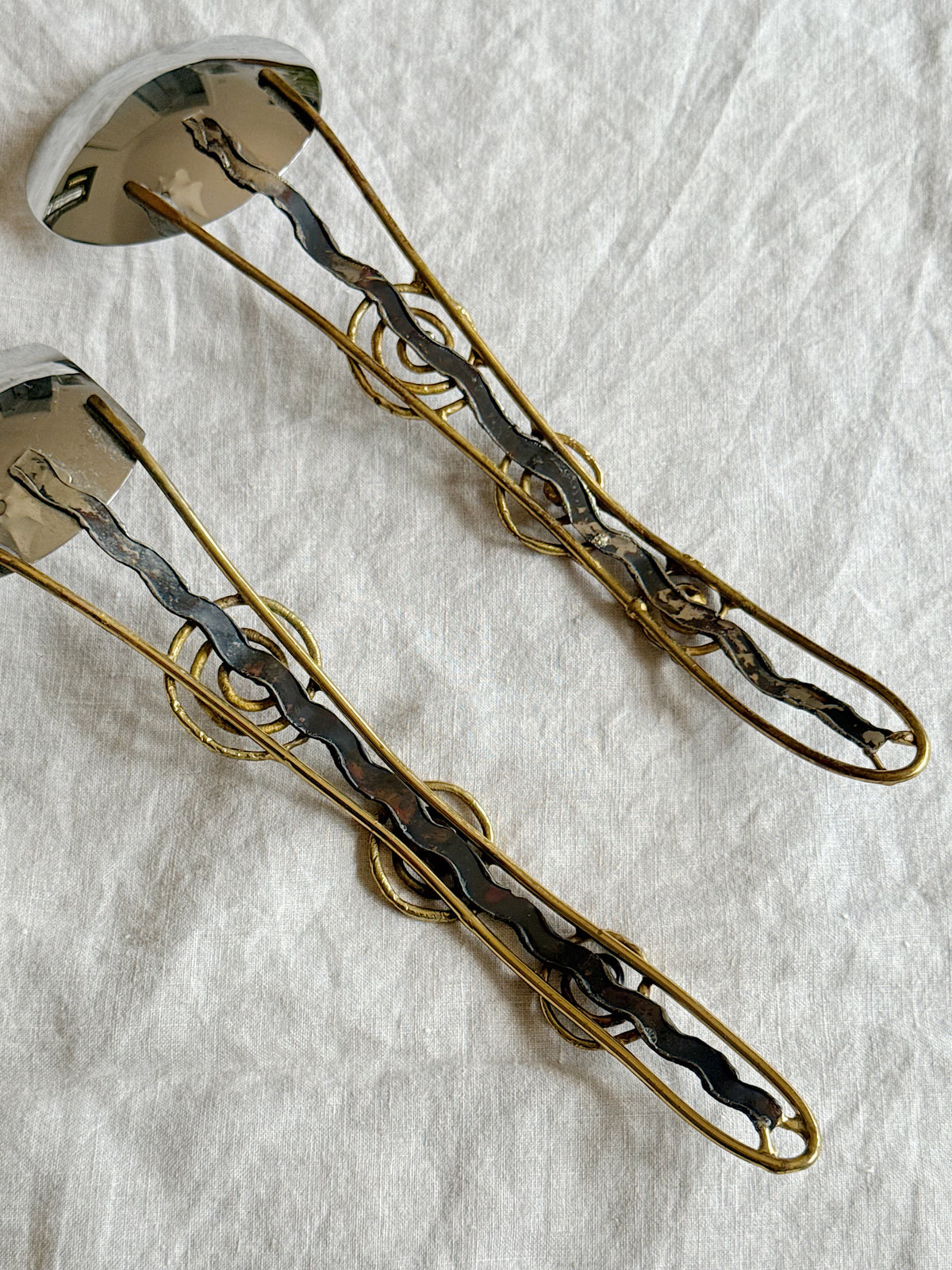 Brutalist Mixed Metal Salad Servers