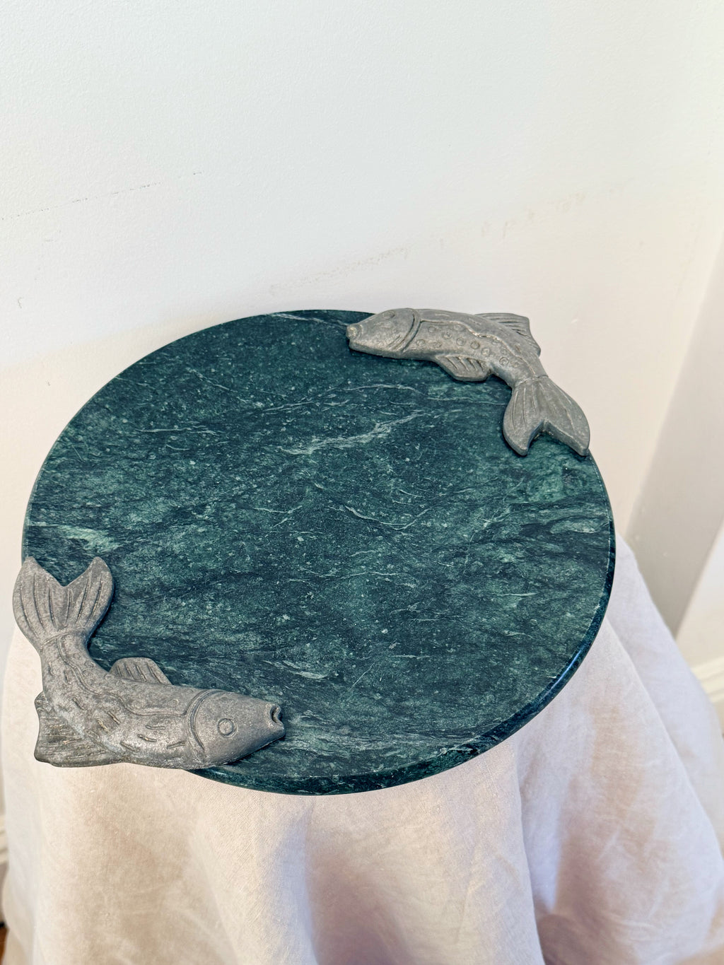 Vintage Granite Pewter Fish Cheeseboard