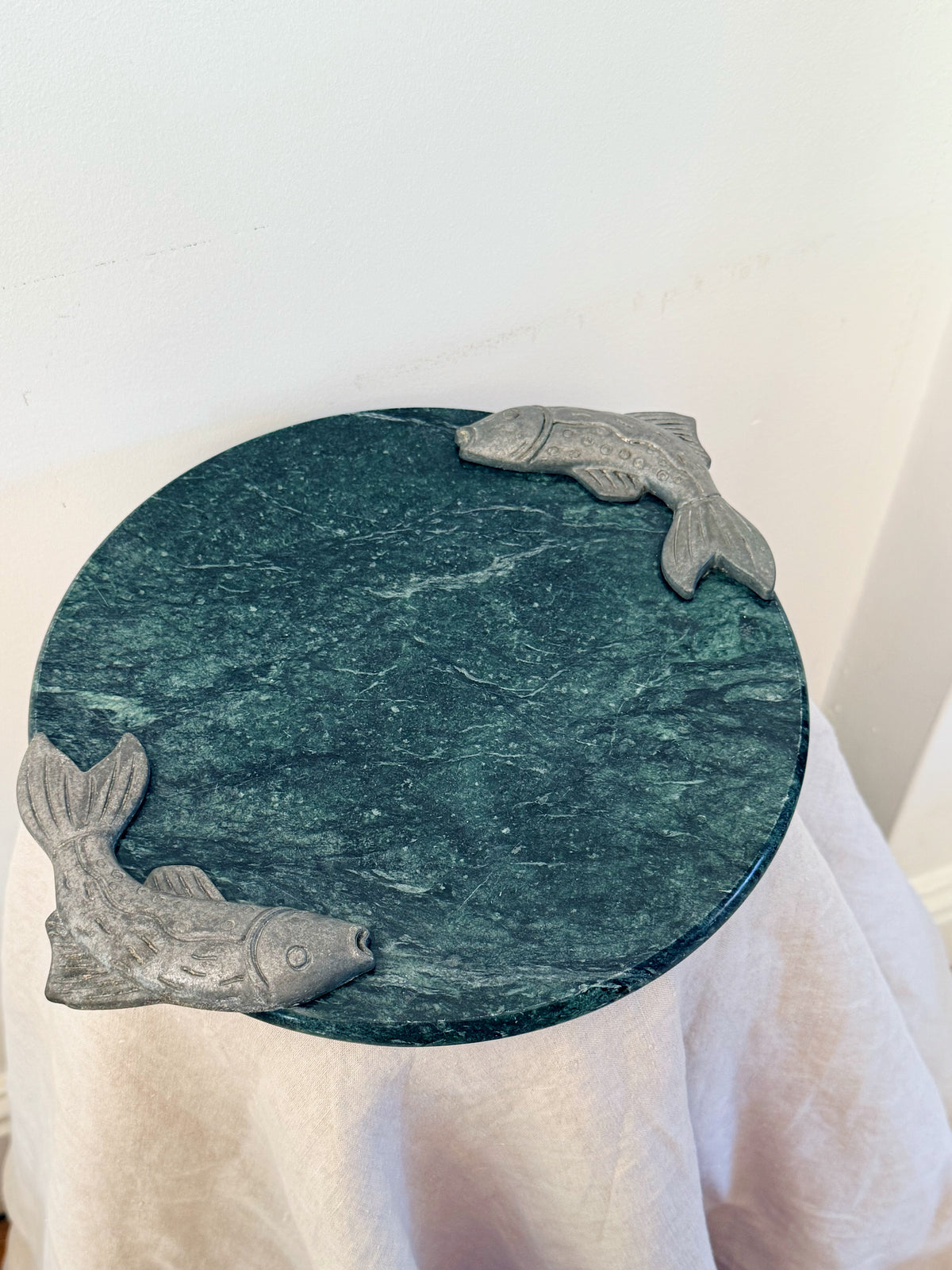 Vintage Granite Pewter Fish Cheeseboard