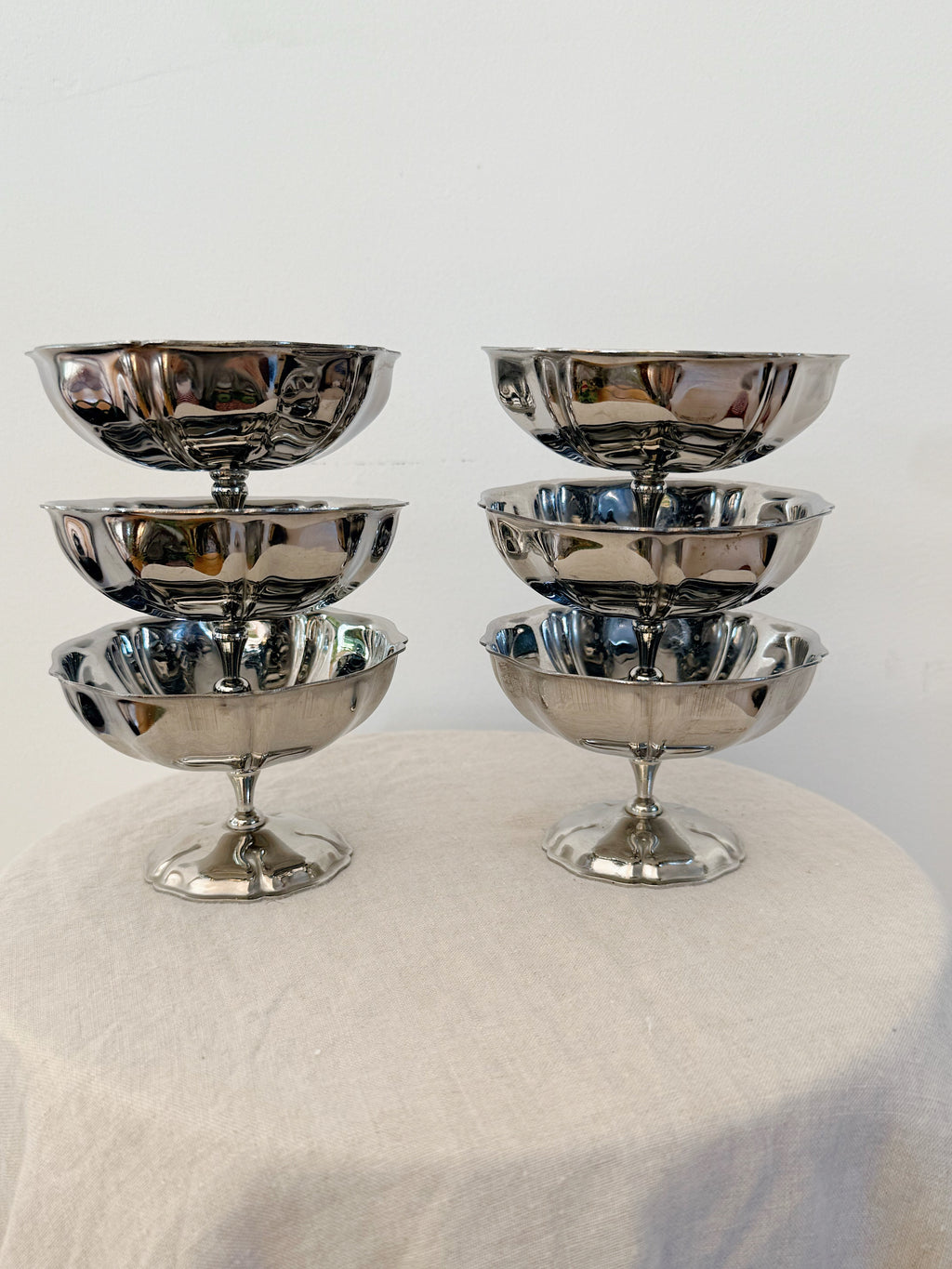 Vintage French Stainless Steel Coupes (Set of 6)