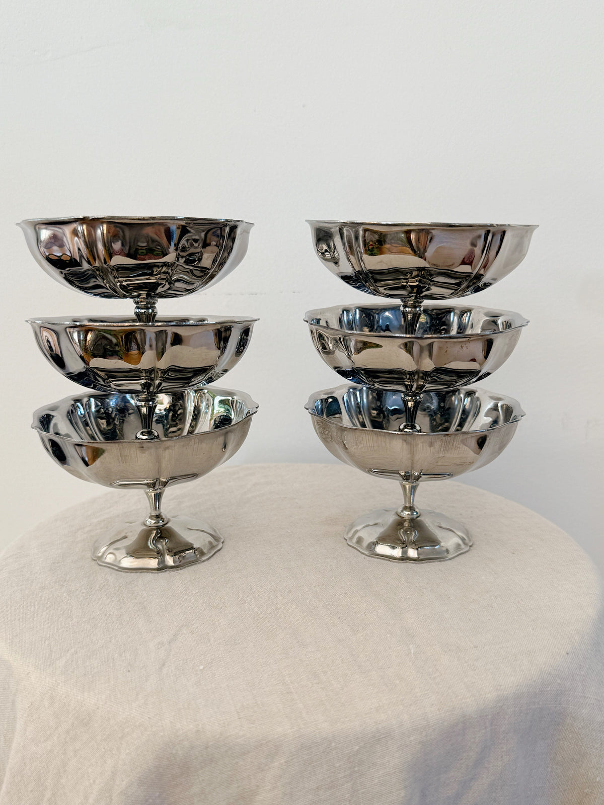 Vintage French Stainless Steel Coupes (Set of 6)
