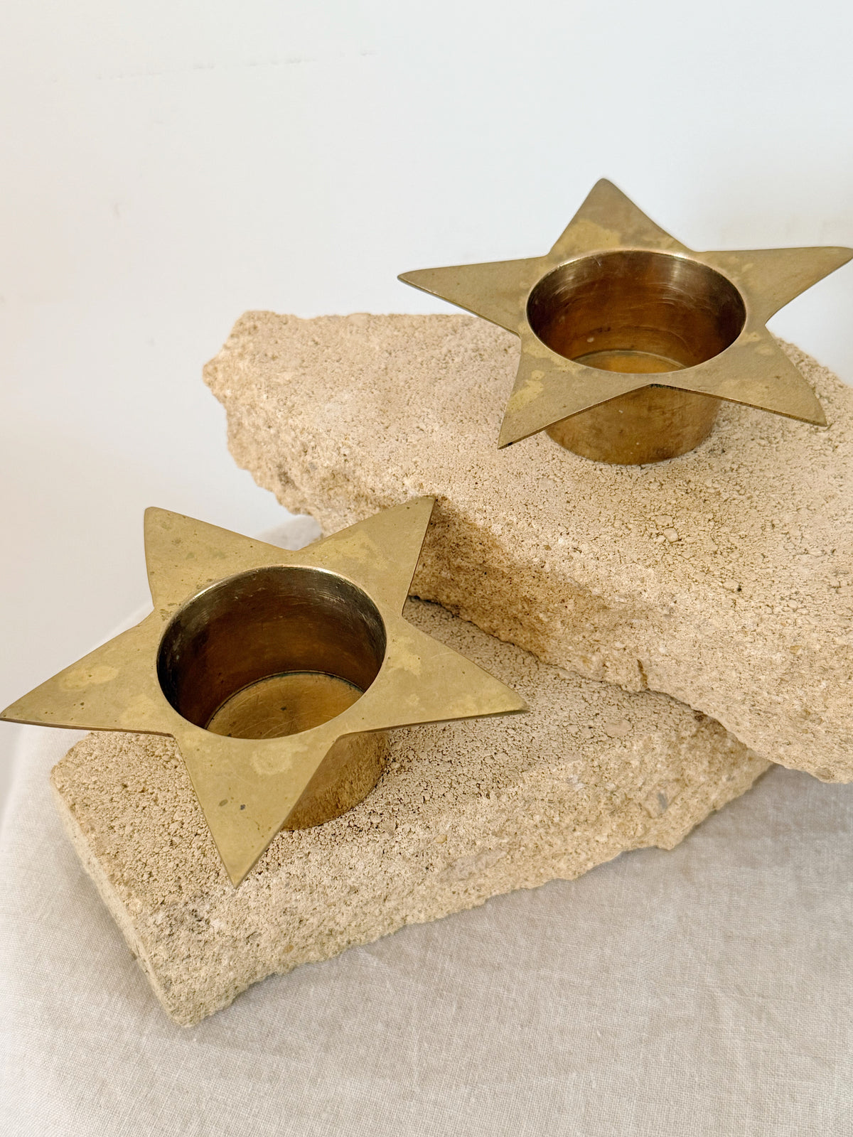 Vintage Brass Star Tealight Holders