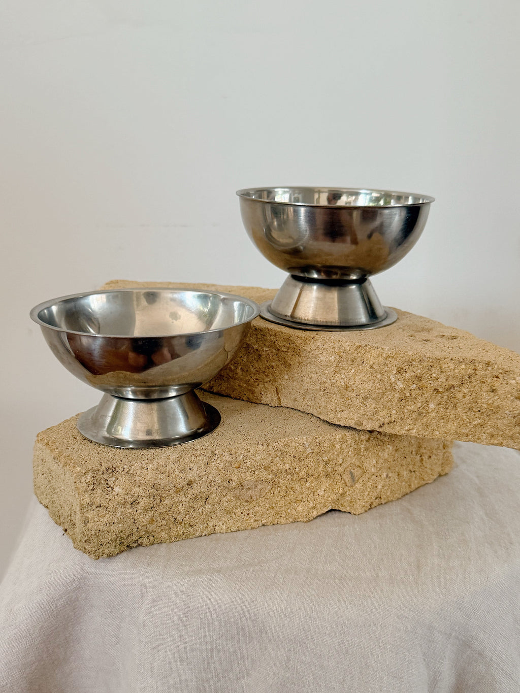 Vintage Stainless Steel Coupes (Pair)