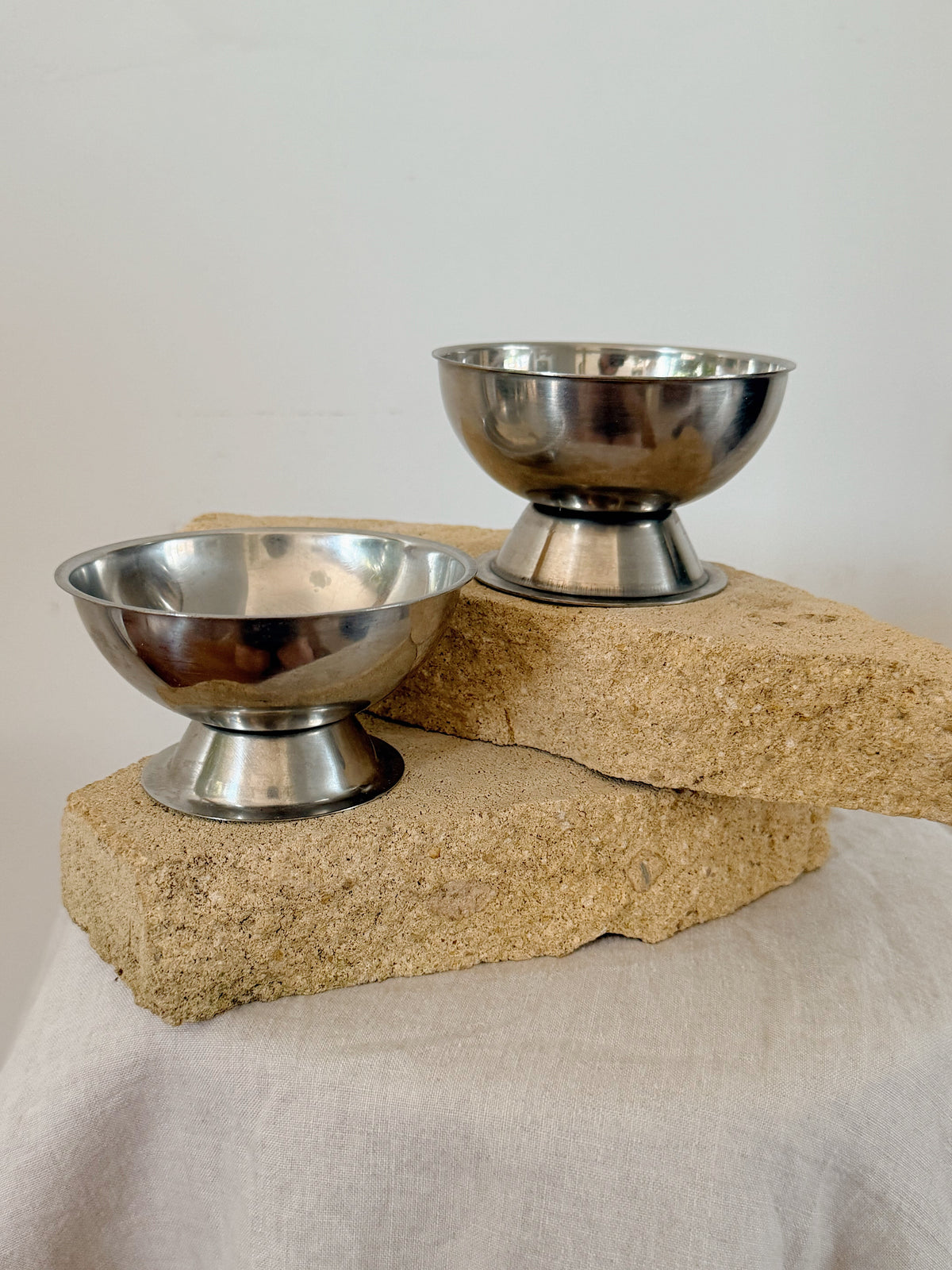 Vintage Stainless Steel Coupes (Pair)