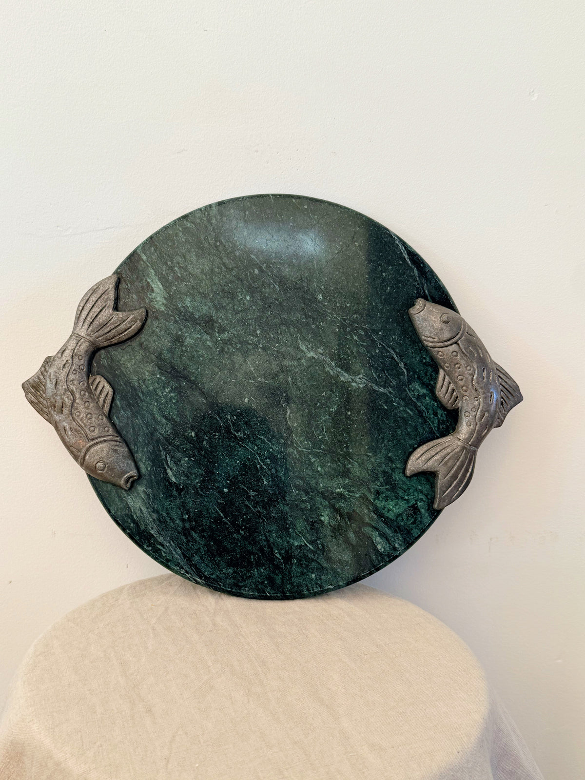 Vintage Granite Pewter Fish Cheeseboard