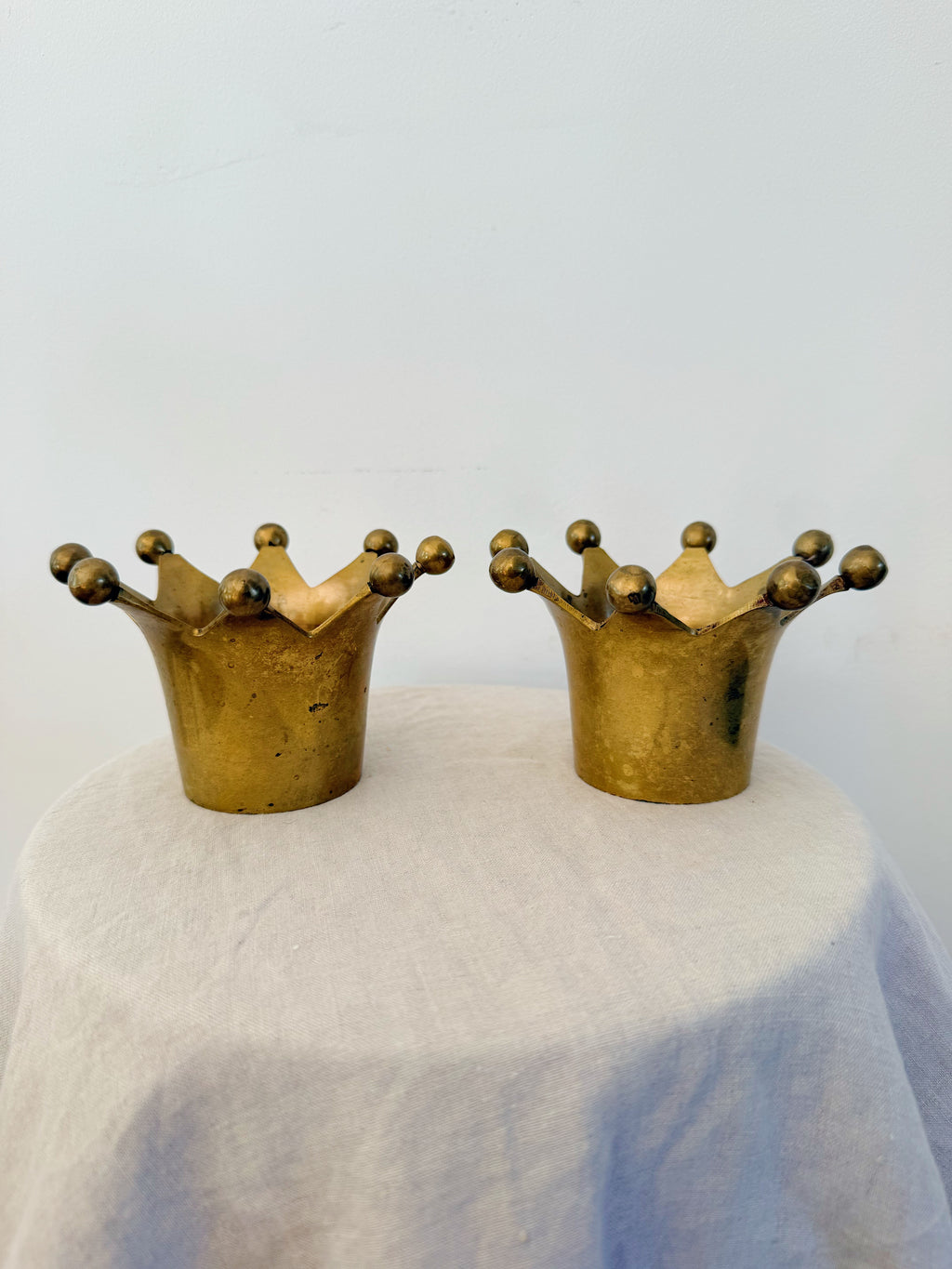 Brass Crown Tealight Candle Holders (Pair)