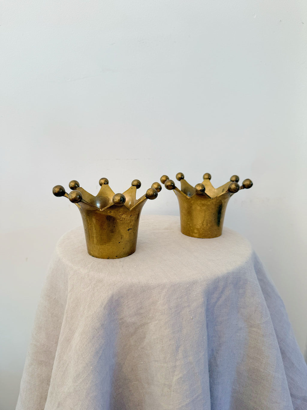 Brass Crown Tealight Candle Holders (Pair)