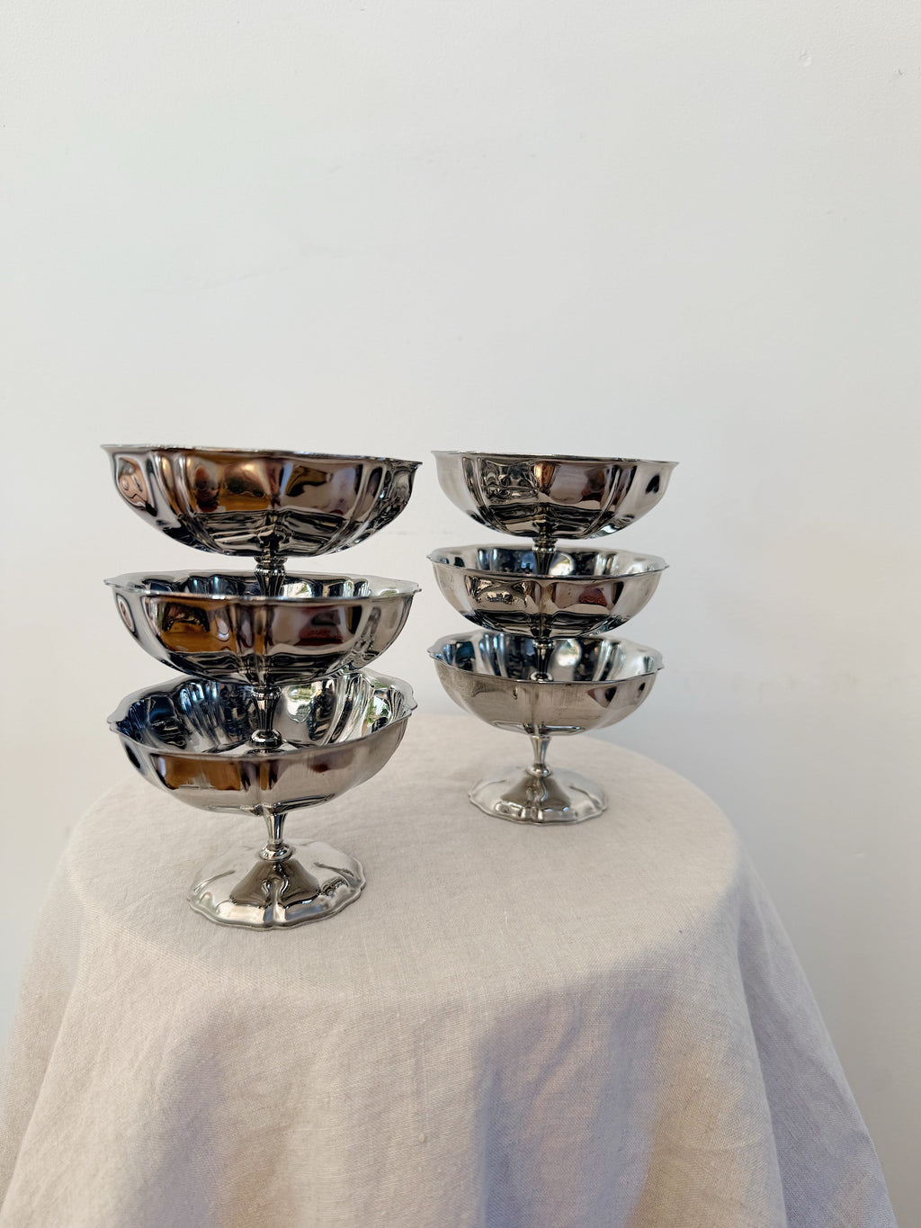 Vintage French Stainless Steel Coupes (Set of 6)