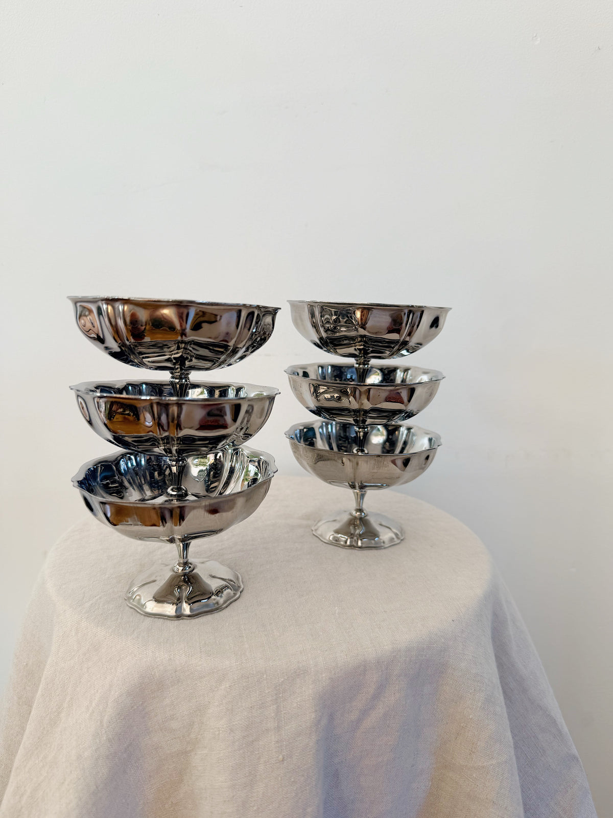 Vintage French Stainless Steel Coupes (Set of 6)