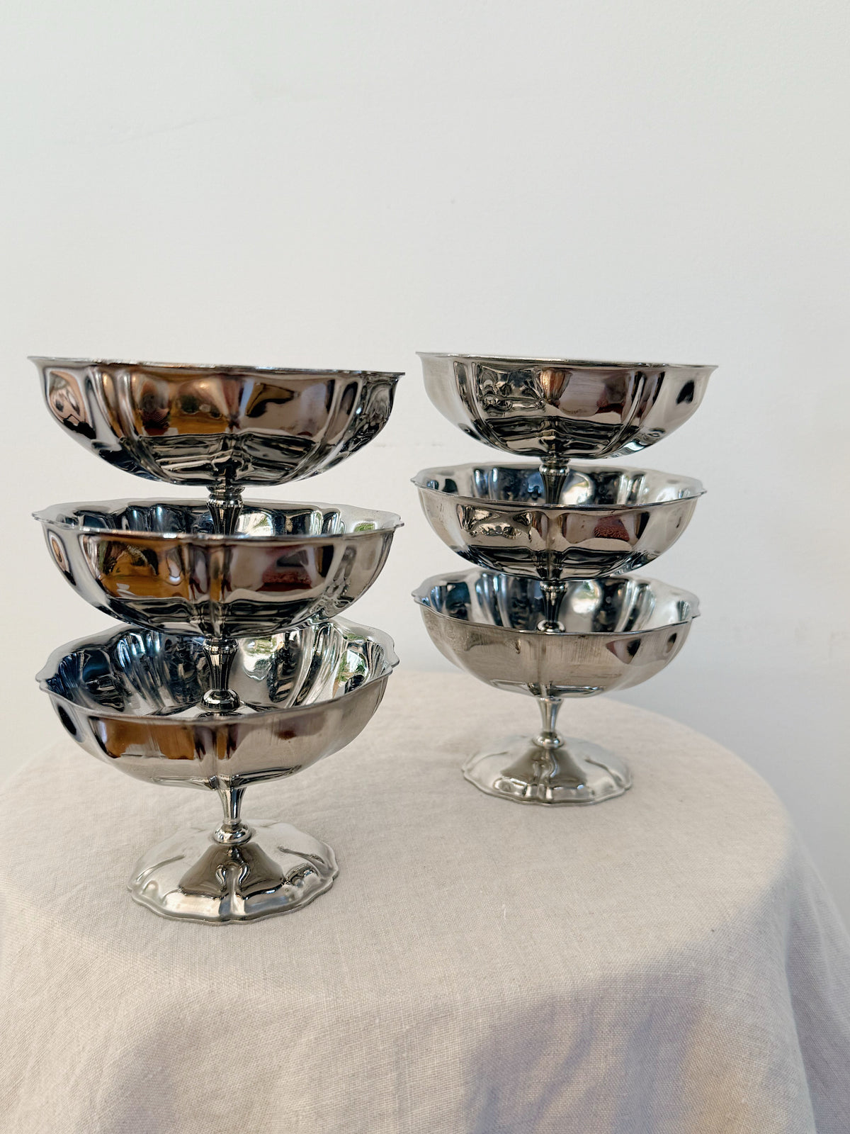 Vintage French Stainless Steel Coupes (Set of 6)